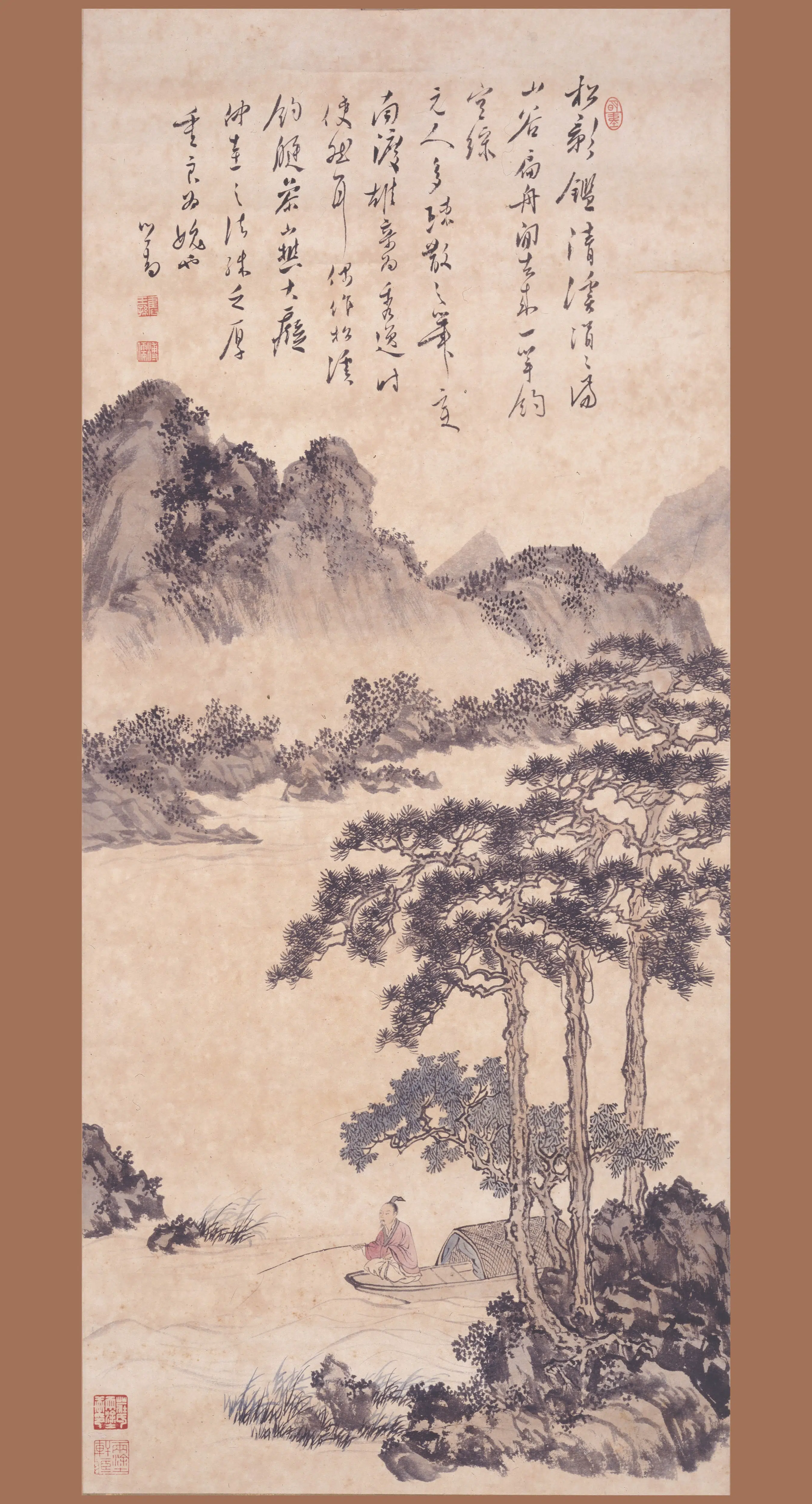 近现代【溥儒（溥心畬）】《松荫垂钓图轴》