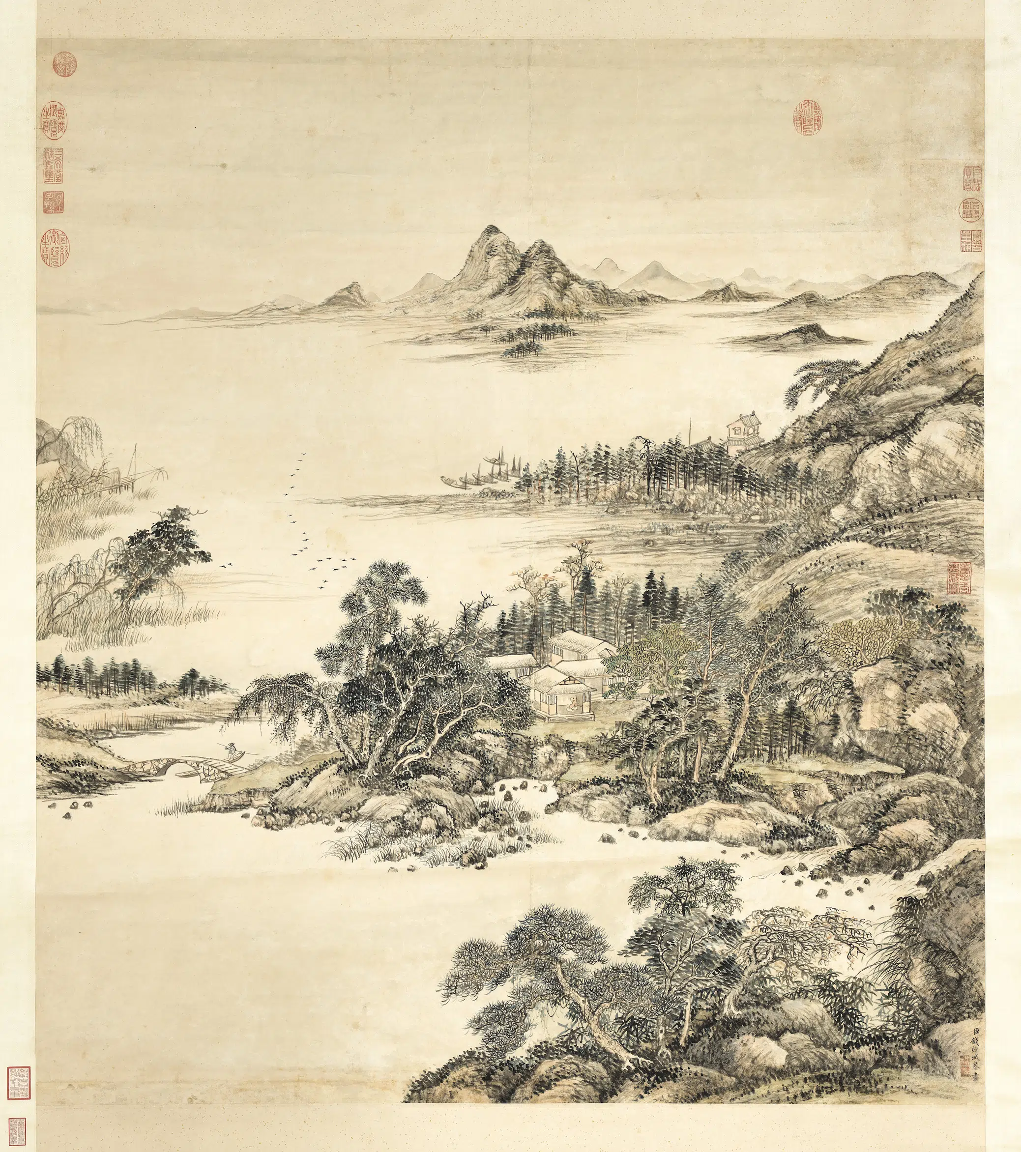 清代【钱维城】《画山水图轴》