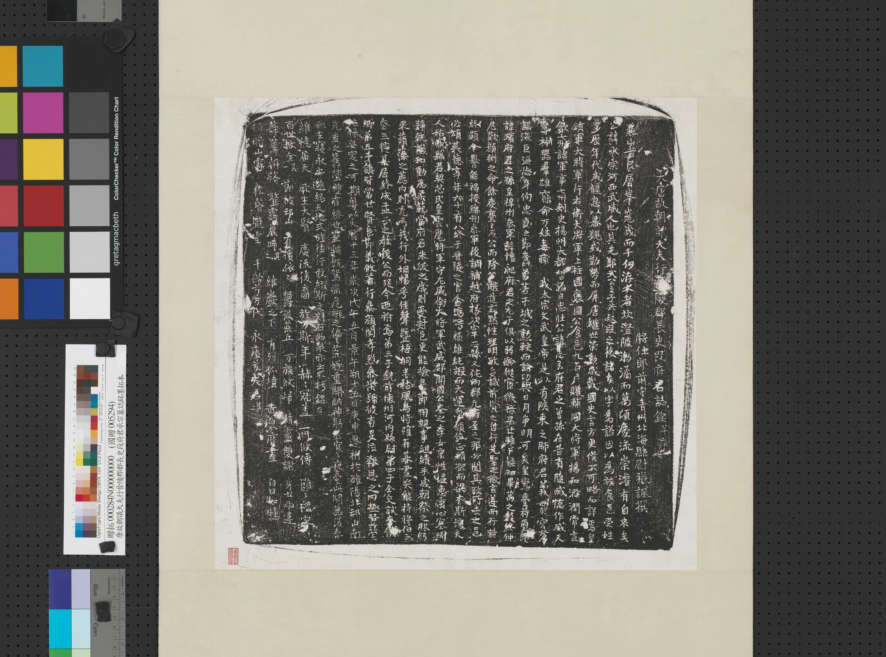 唐朝《唐故朝议大夫行晋陵郡都长史段府君承宗墓志铭墨拓本图轴》