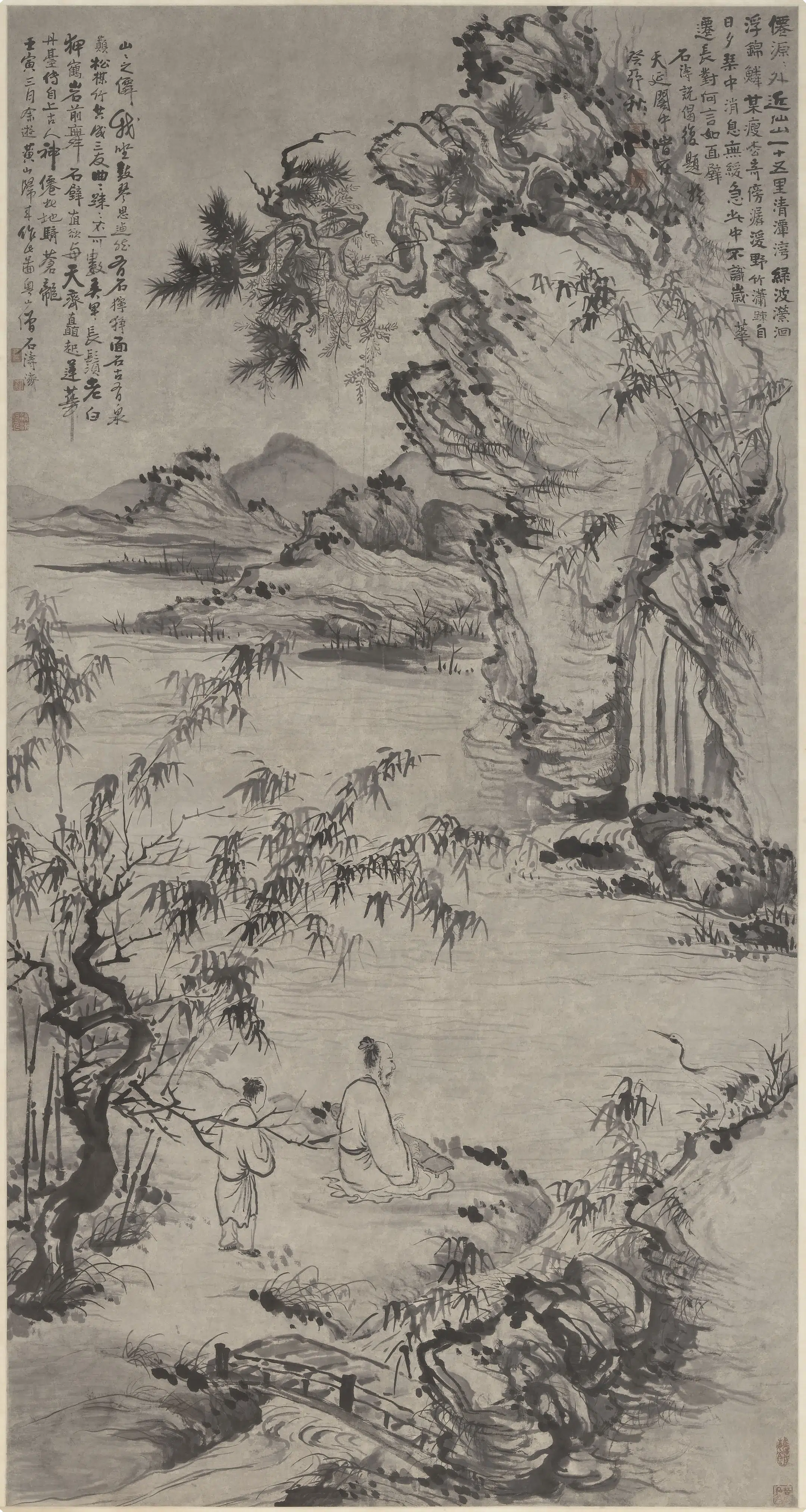 清代【石涛】《石壁鸣琴图轴》 第1张 清代【石涛】《石壁鸣琴图轴》 第1张