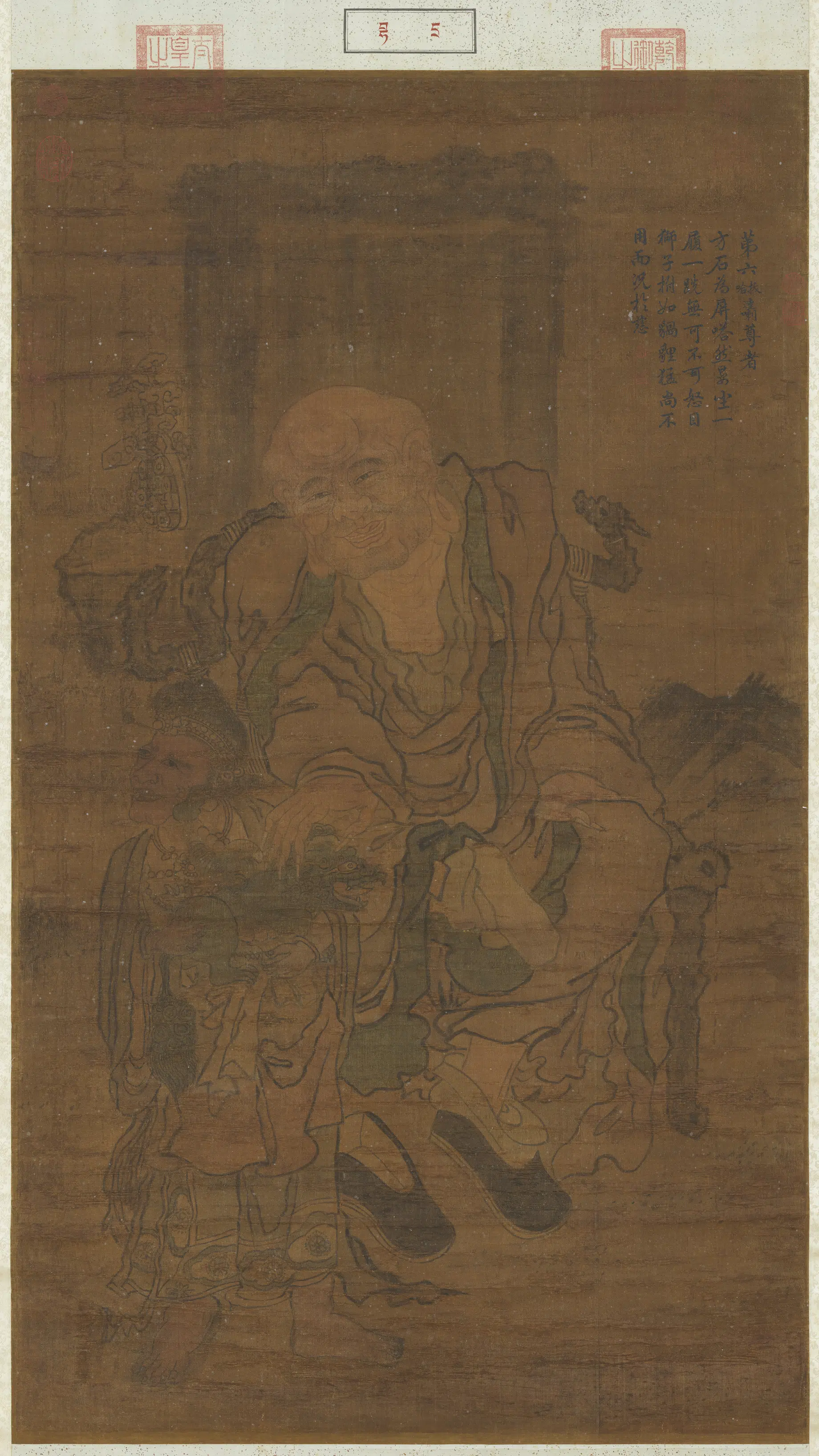 宋代《宋人画十八罗汉（六）图轴》