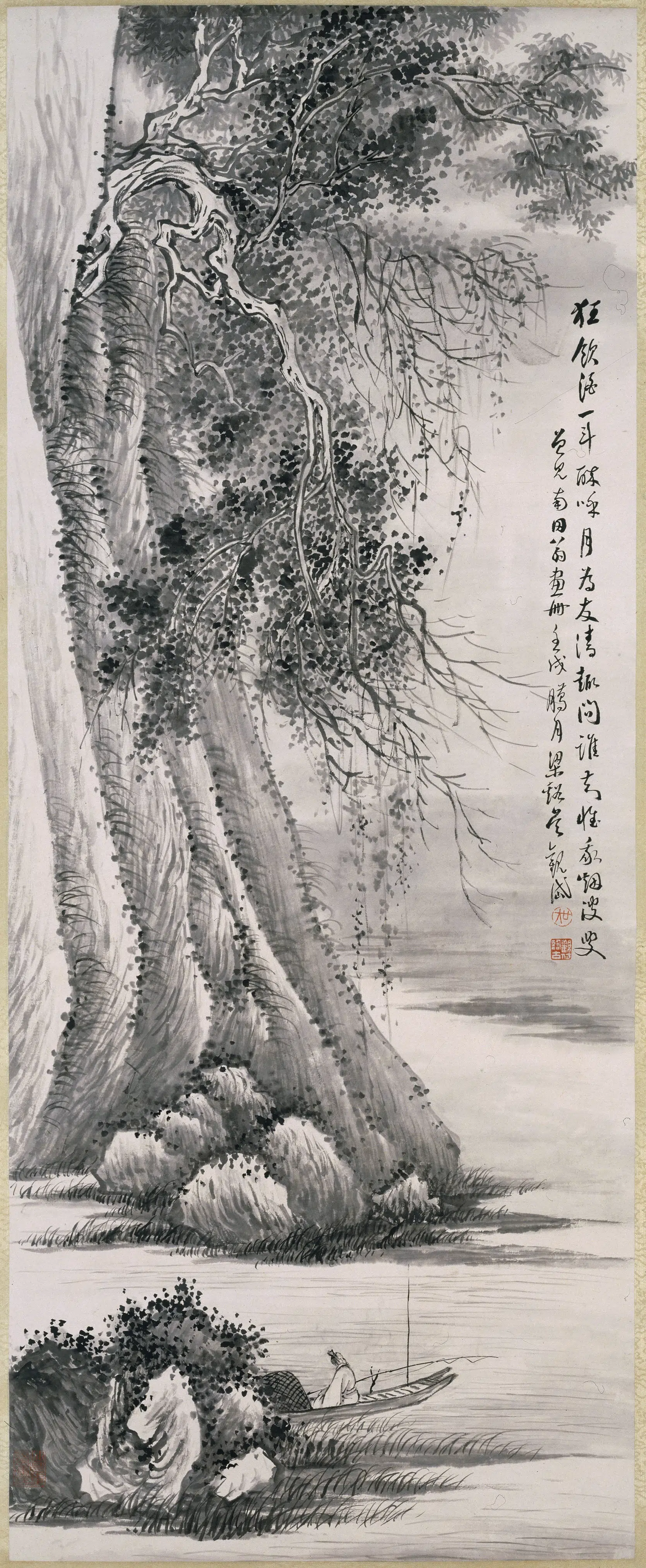清代【吴观岱-宗泰】《烟波罗钓图轴》