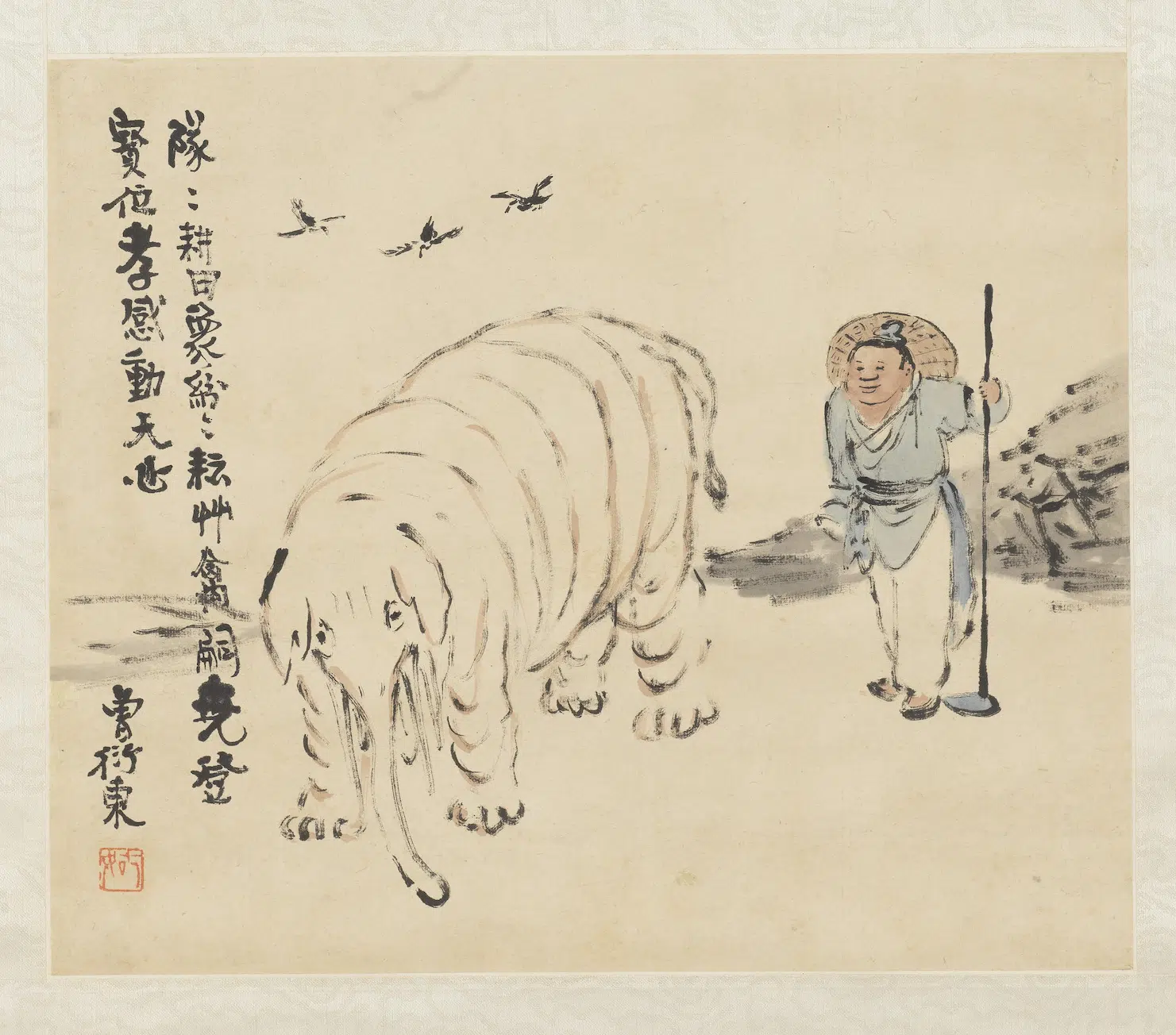 清代【曾衍东】《二十四孝八屏图轴-孝感动天》