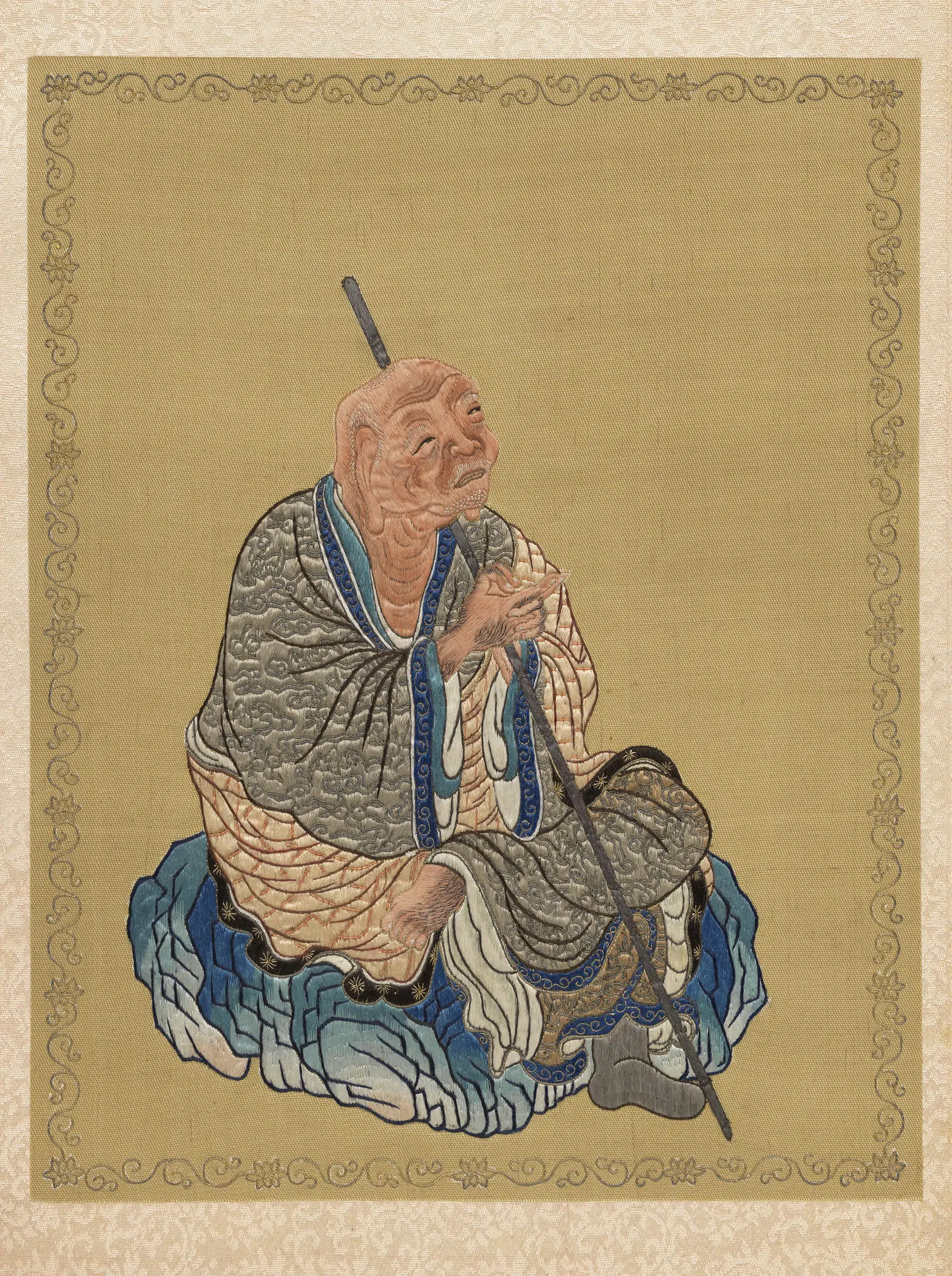 清代【毕沅】《绣毕沅书御制十六罗汉赞册-嘎纳嘎拔哈喇錣杂尊者》 第2张 清代【毕沅】《绣毕沅书御制十六罗汉赞册-嘎纳嘎拔哈喇錣杂尊者》 第2张
