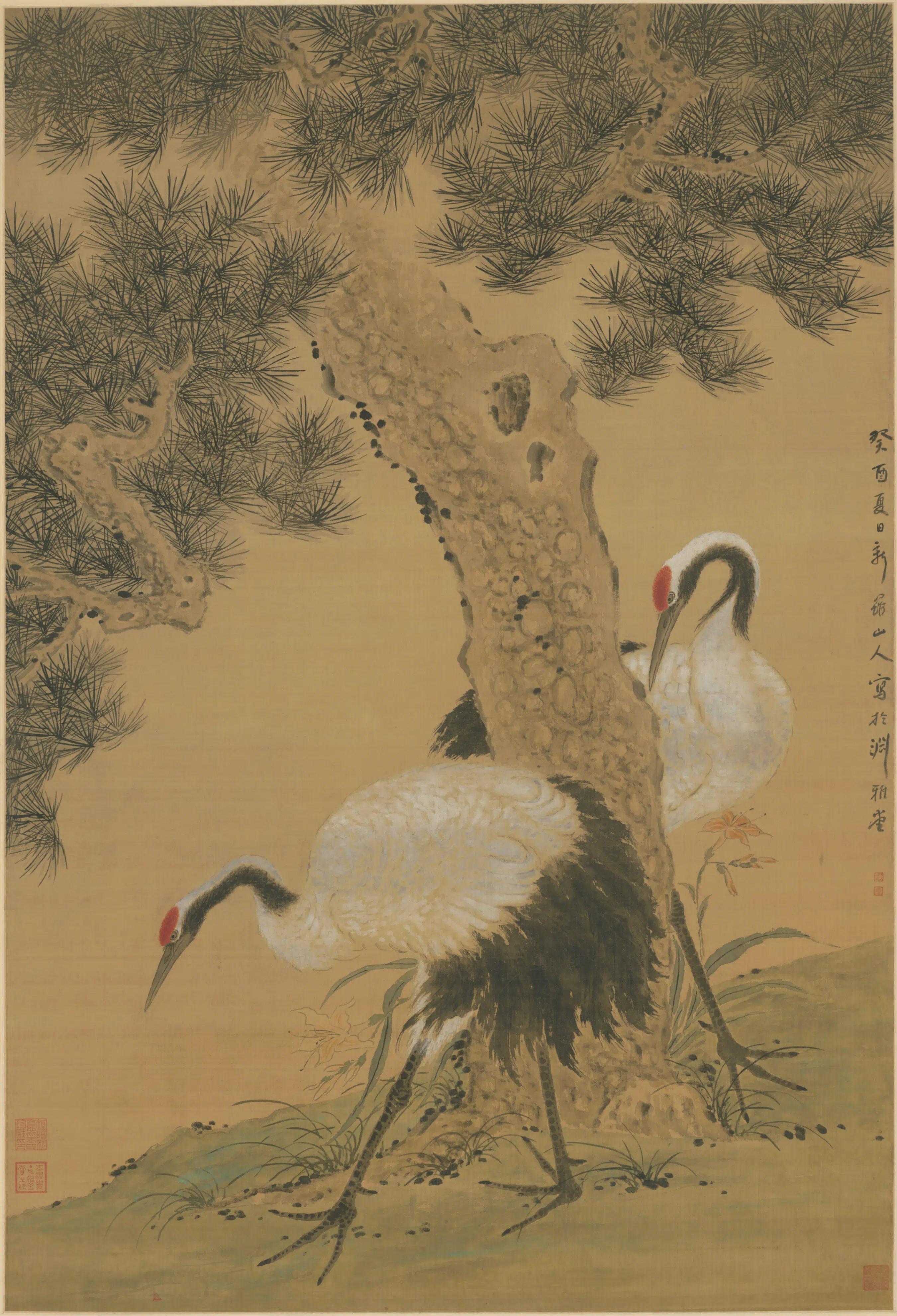 清代【华喦】《松鹤轴-1》