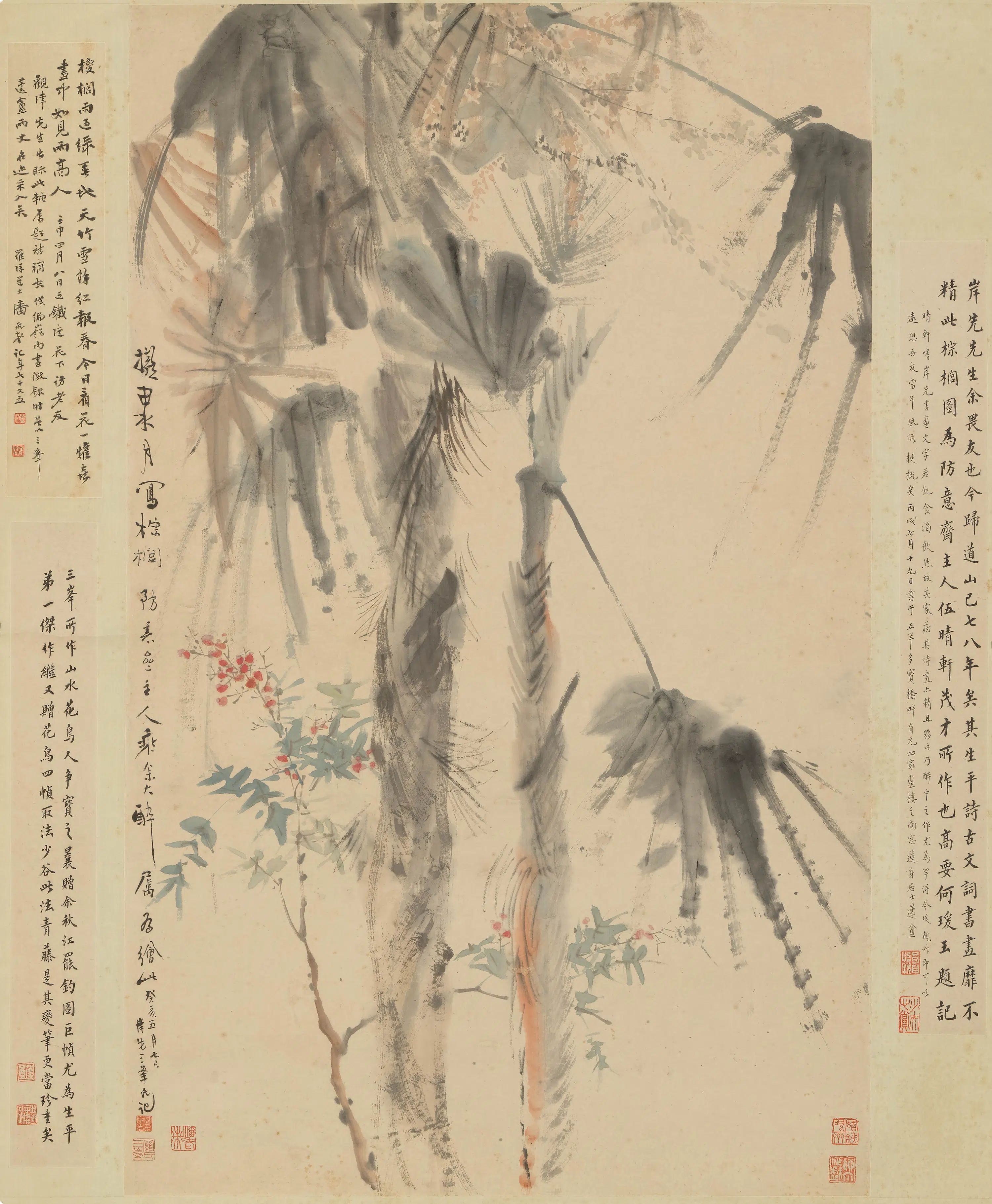 清代【罗岸先】《棕榈图轴》