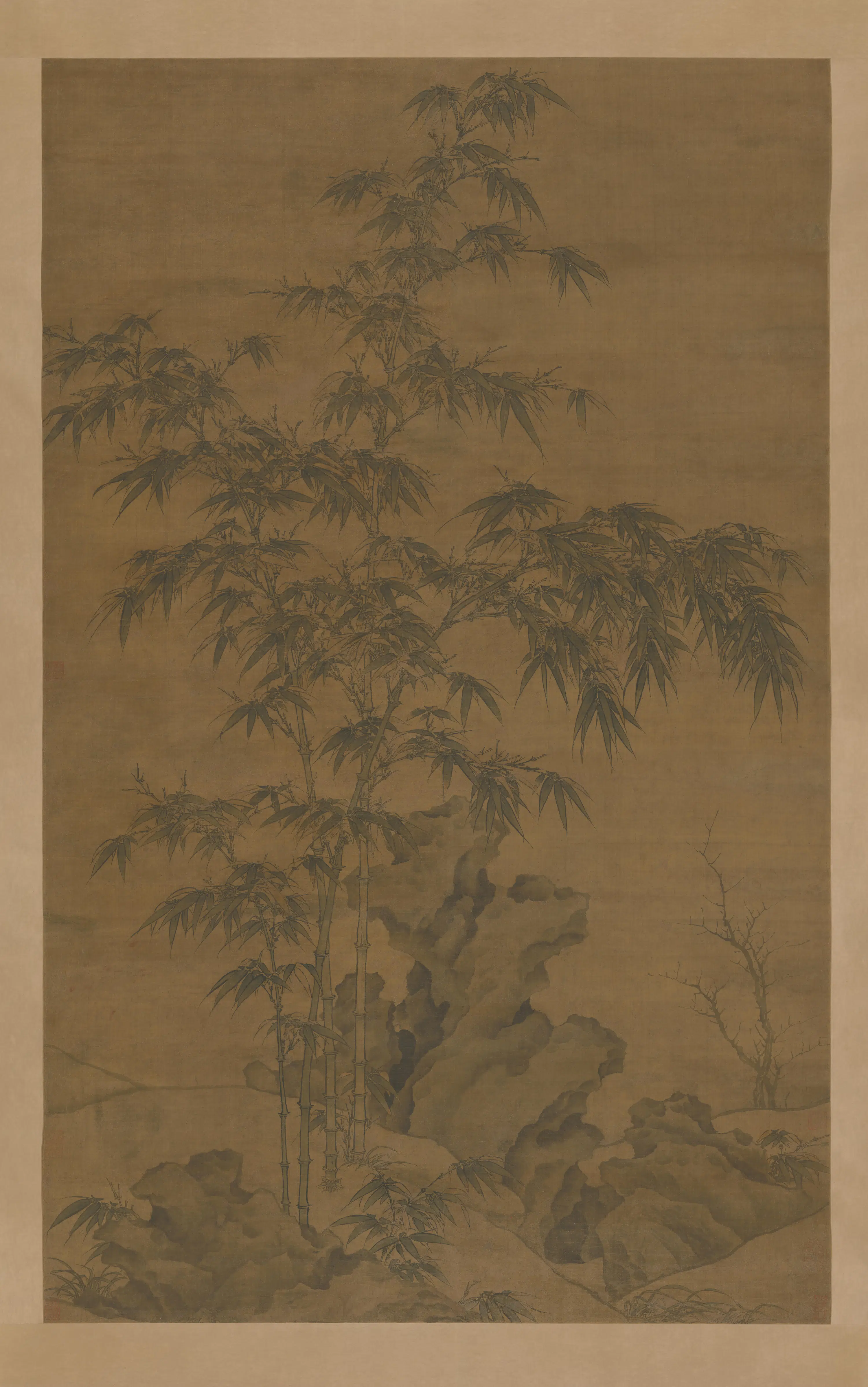 元朝【李衎】《双钩竹轴》
