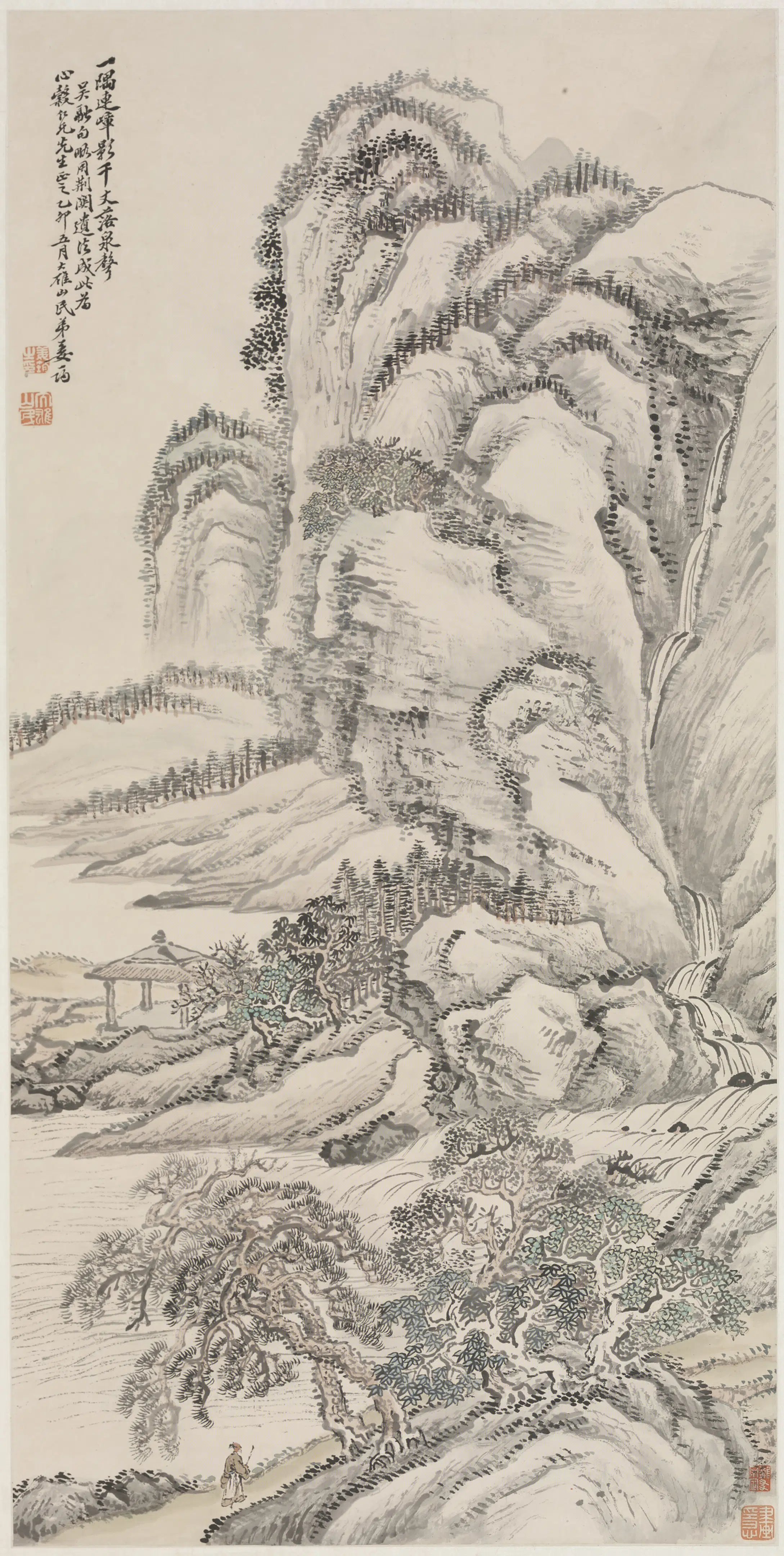 清代【姜筠】《山水轴》