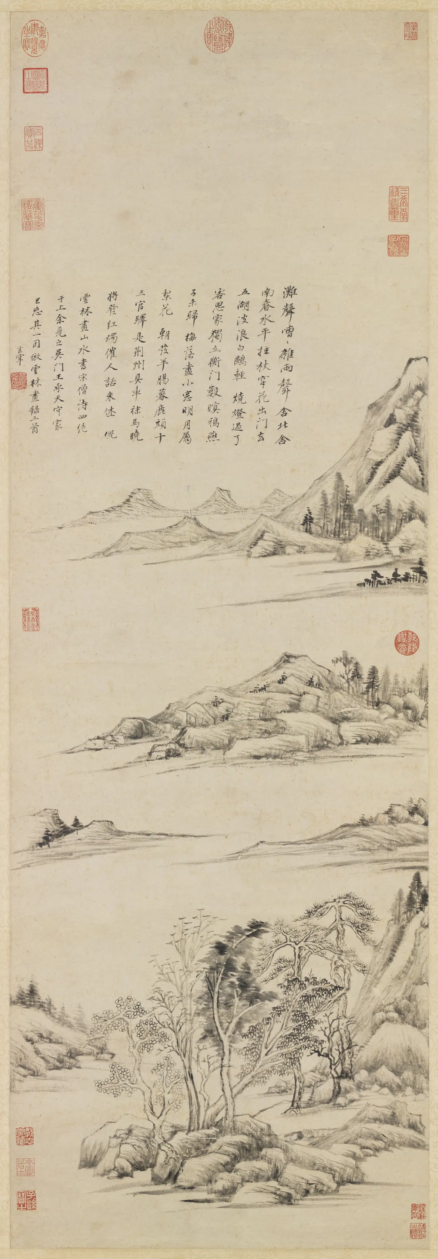 明代【董其昌】《仿倪瓒笔意图轴》