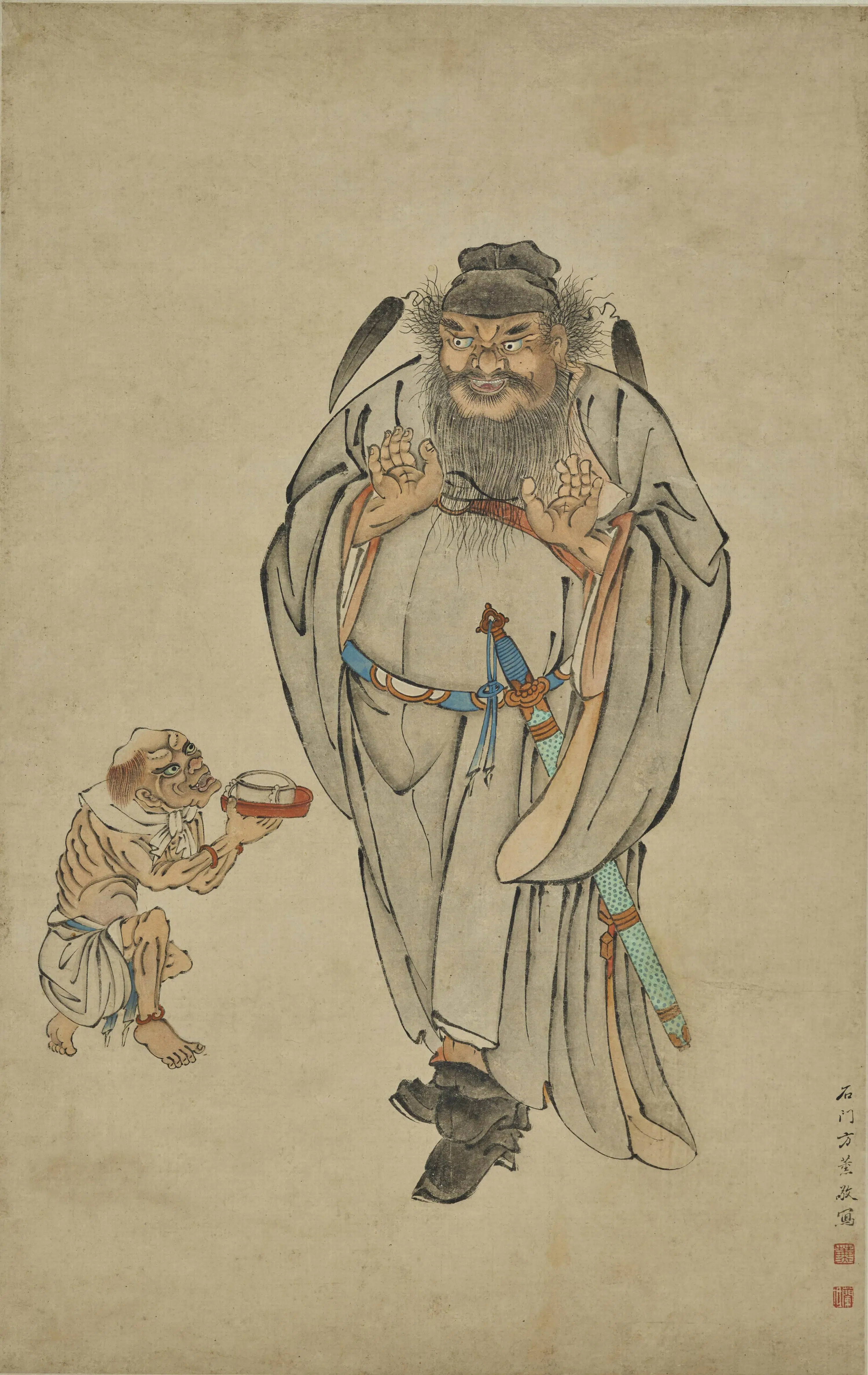 清代【方薰】《钟馗像轴》