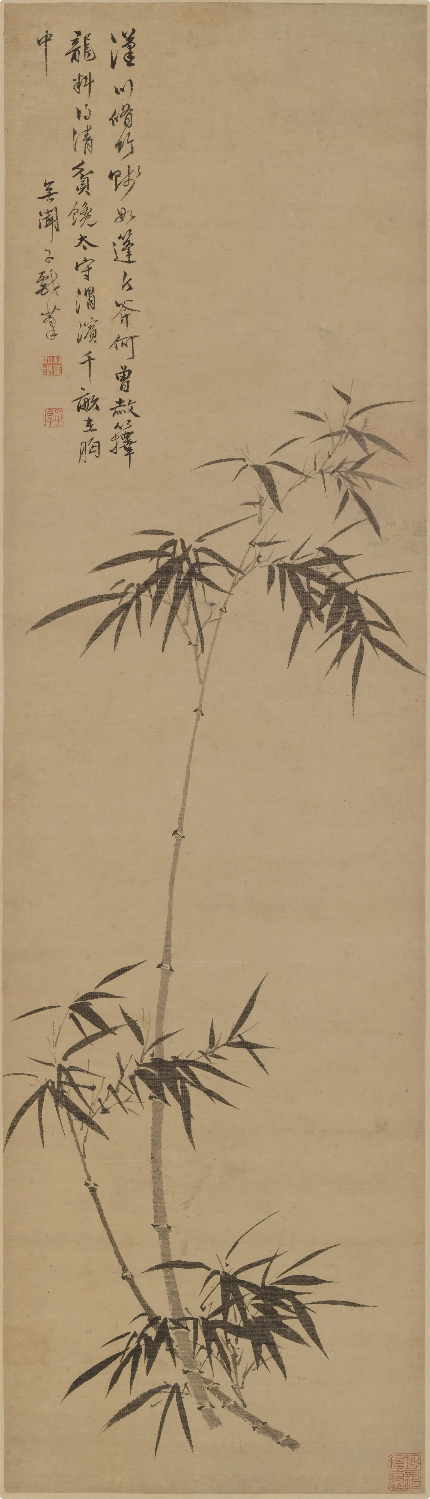 清代【翟（瞿）大坤】《汉川修竹图轴》