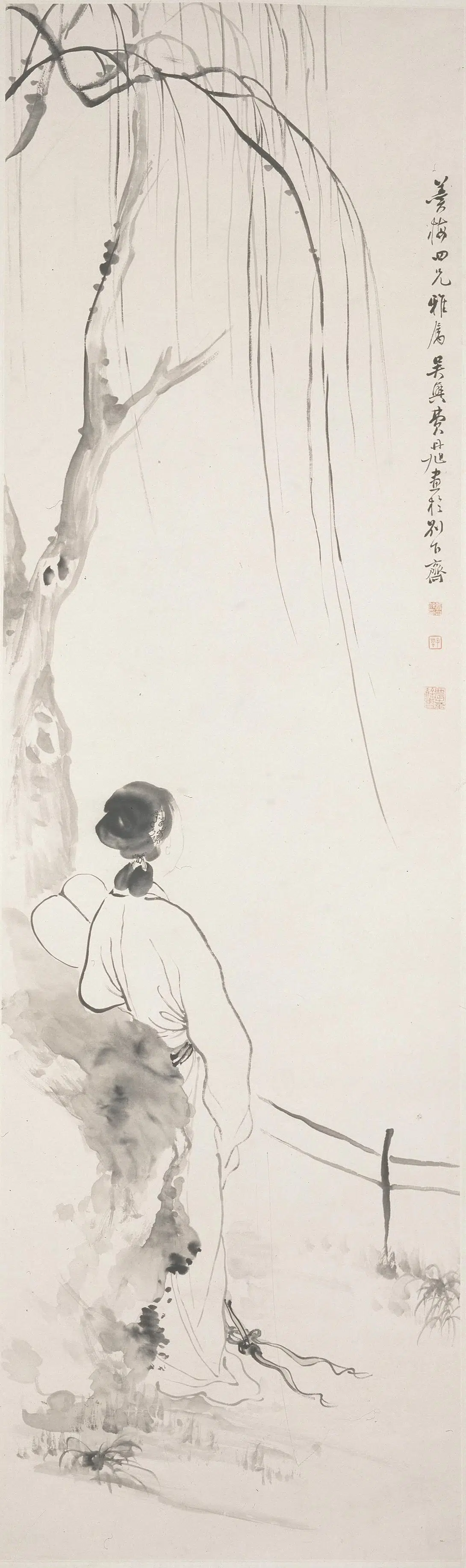 清代【费丹旭】《秋风纨扇图轴》