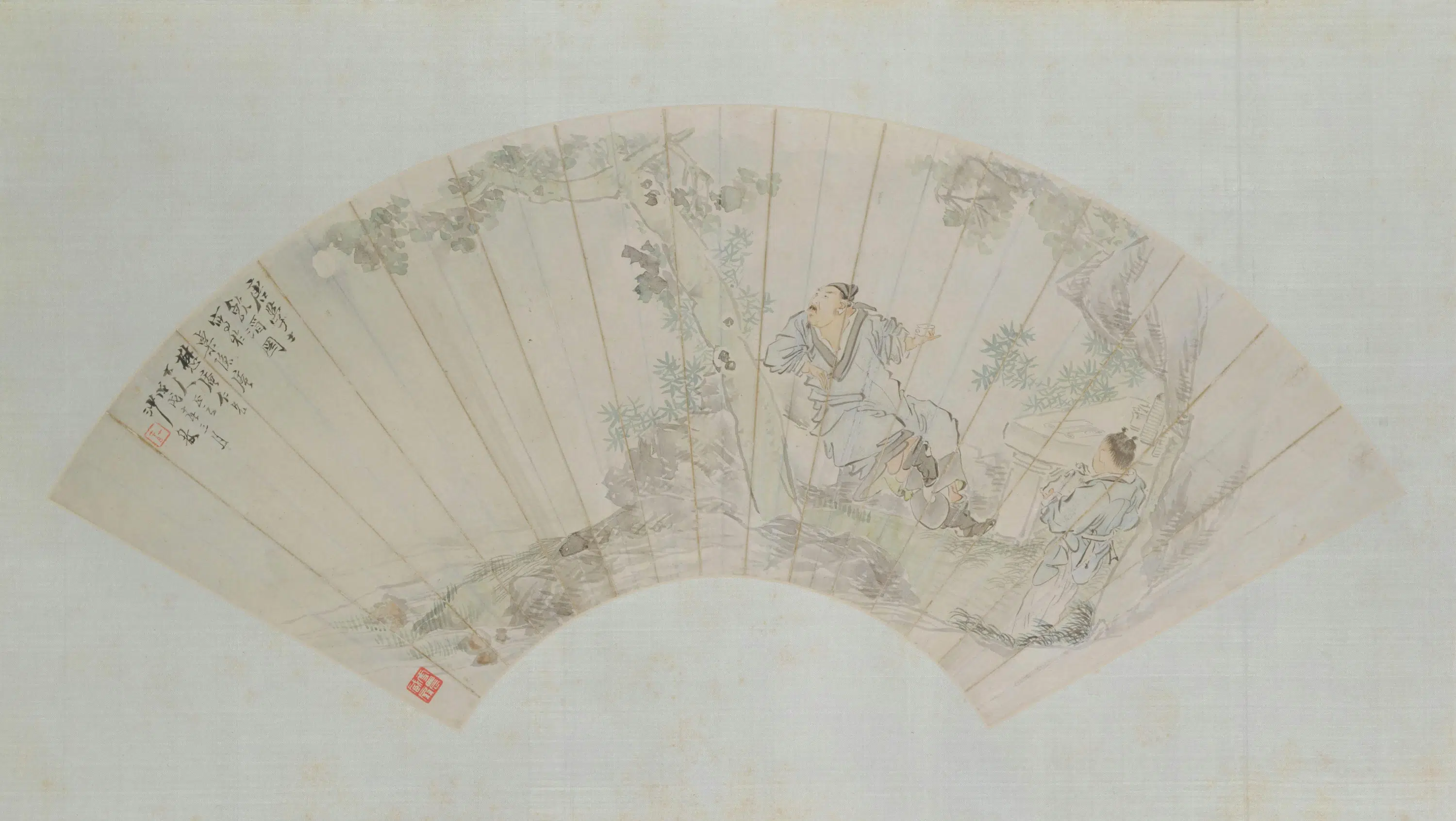 清代【沙馥】《饮酒图扇页》