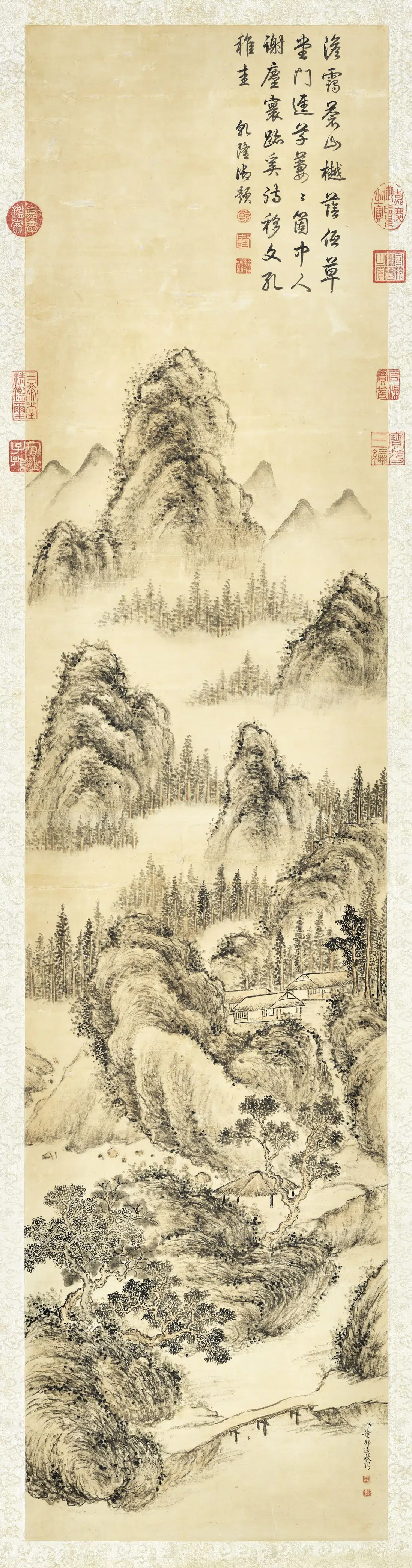 清代【董邦达】《淡霭苍山图》 第1张