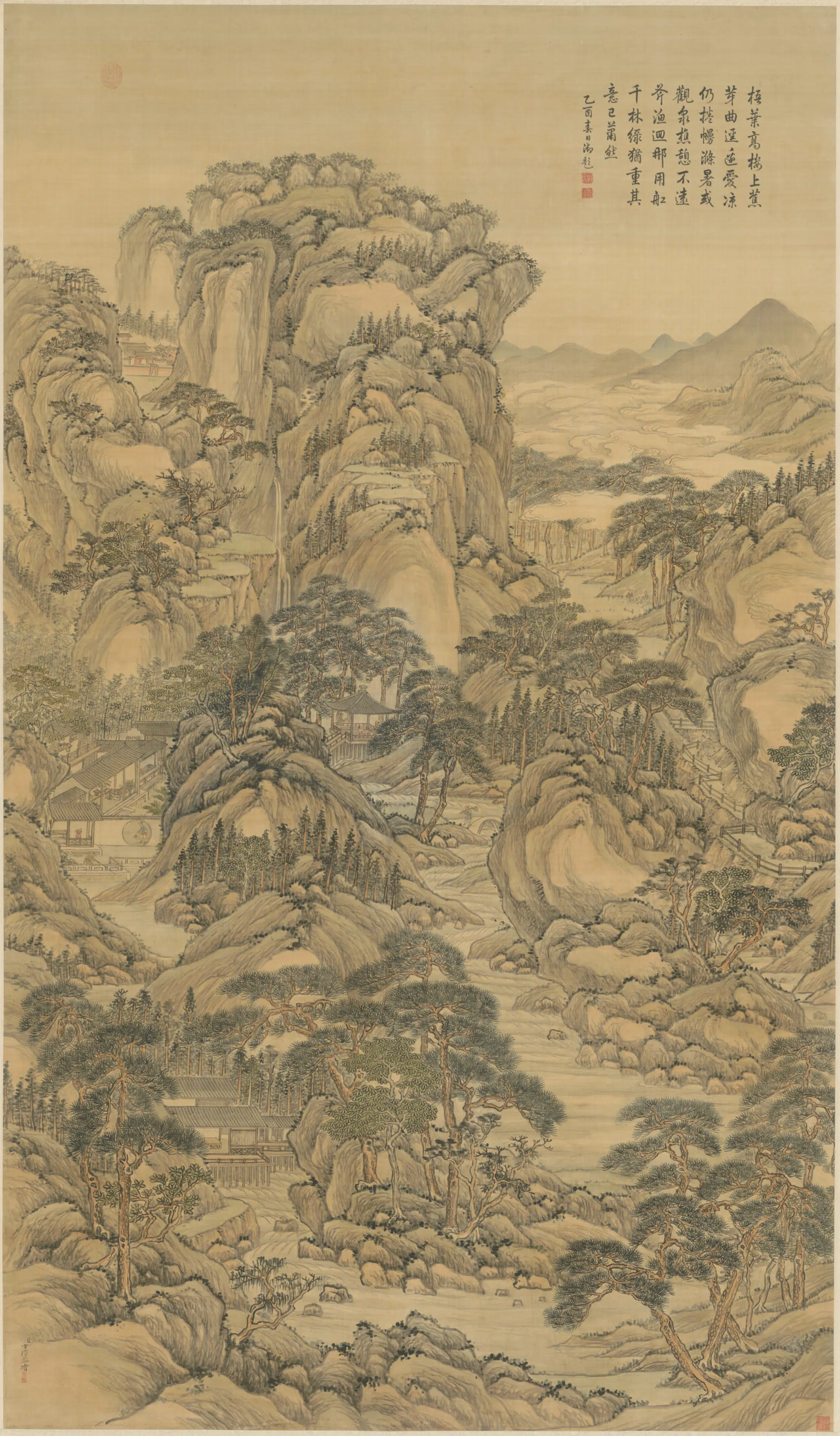 清代【方琮】《云壑松风图轴》