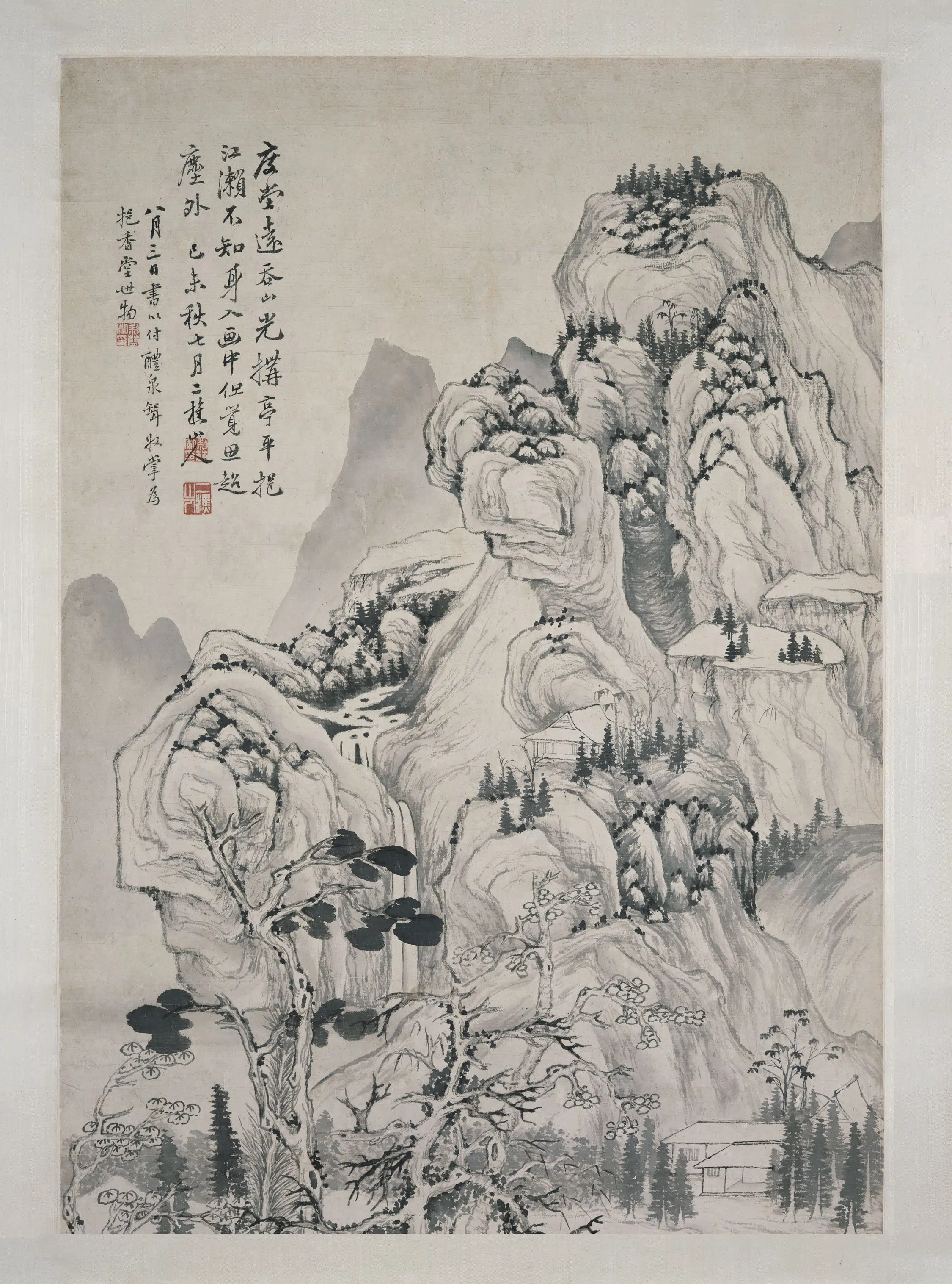 清代【黎简】《江濑山光图轴》