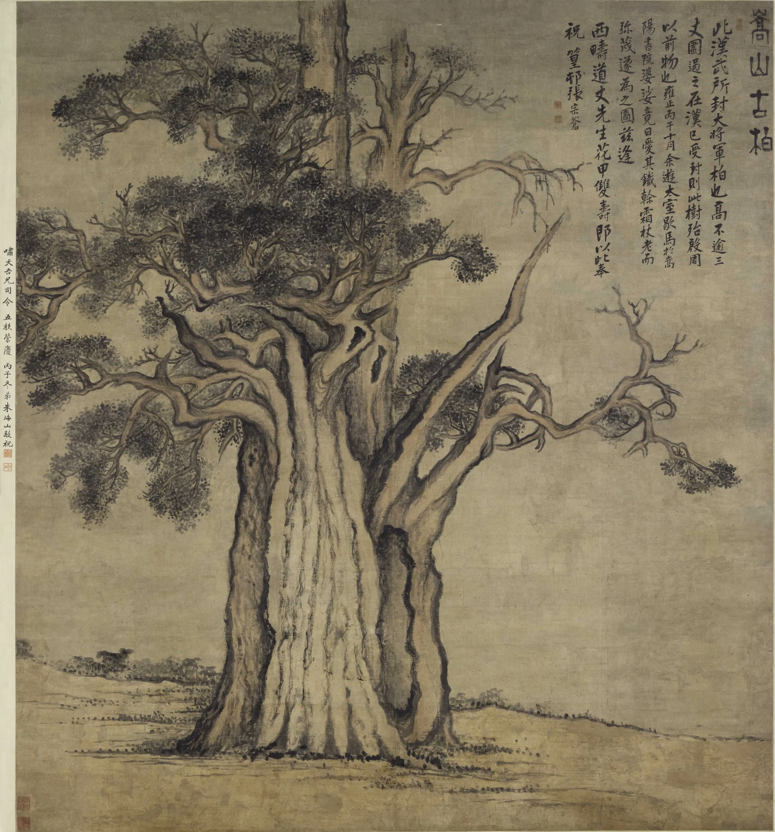 清代【张宗苍】《嵩山古柏图轴》