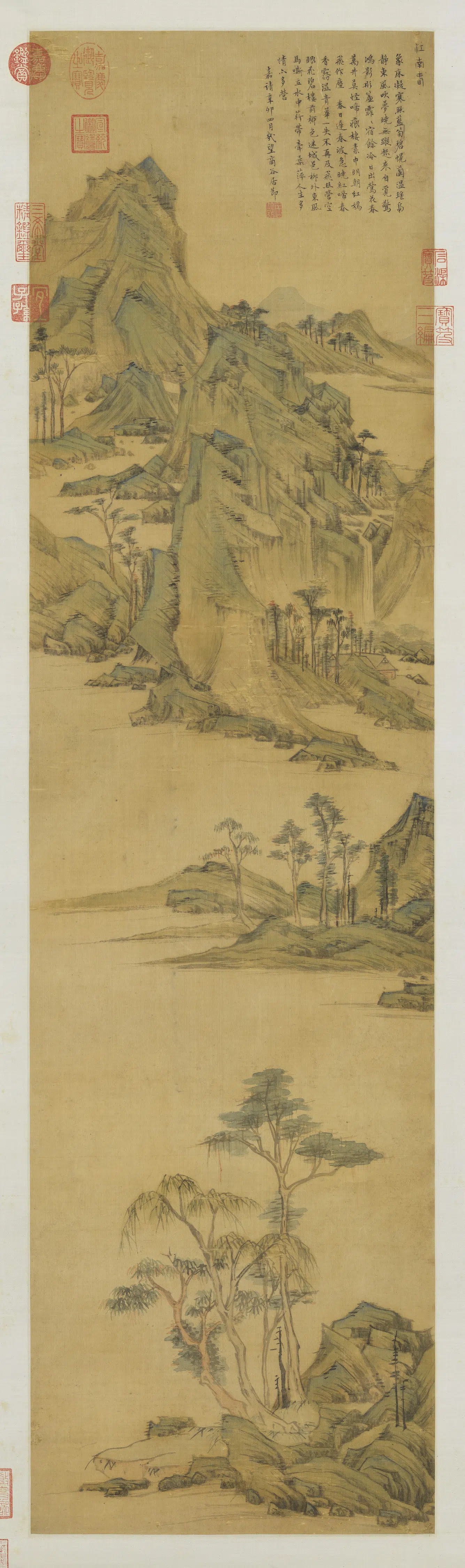 明代【居节】《江南春图轴》