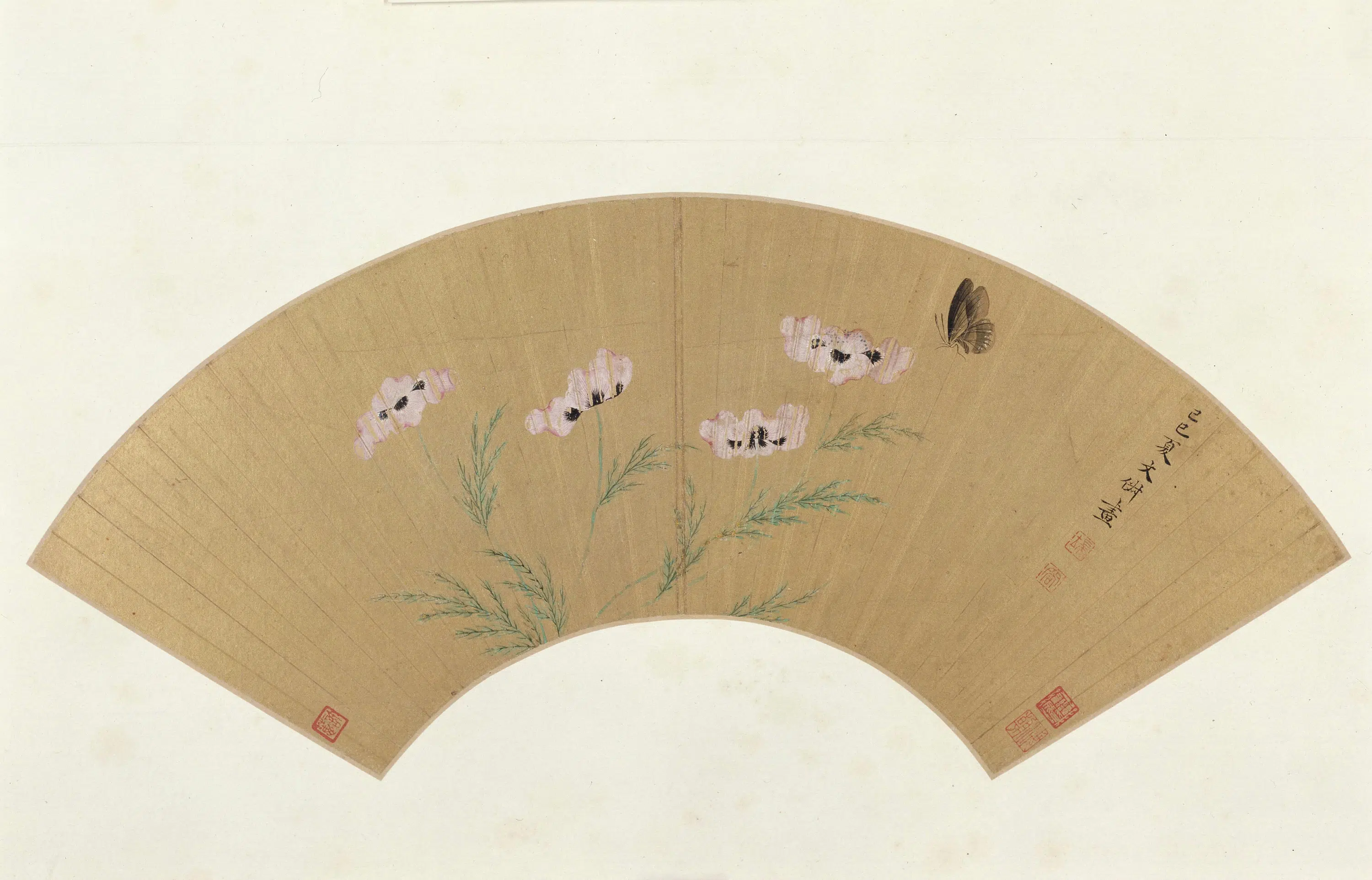 明朝【文俶】《花蝶图扇页》
