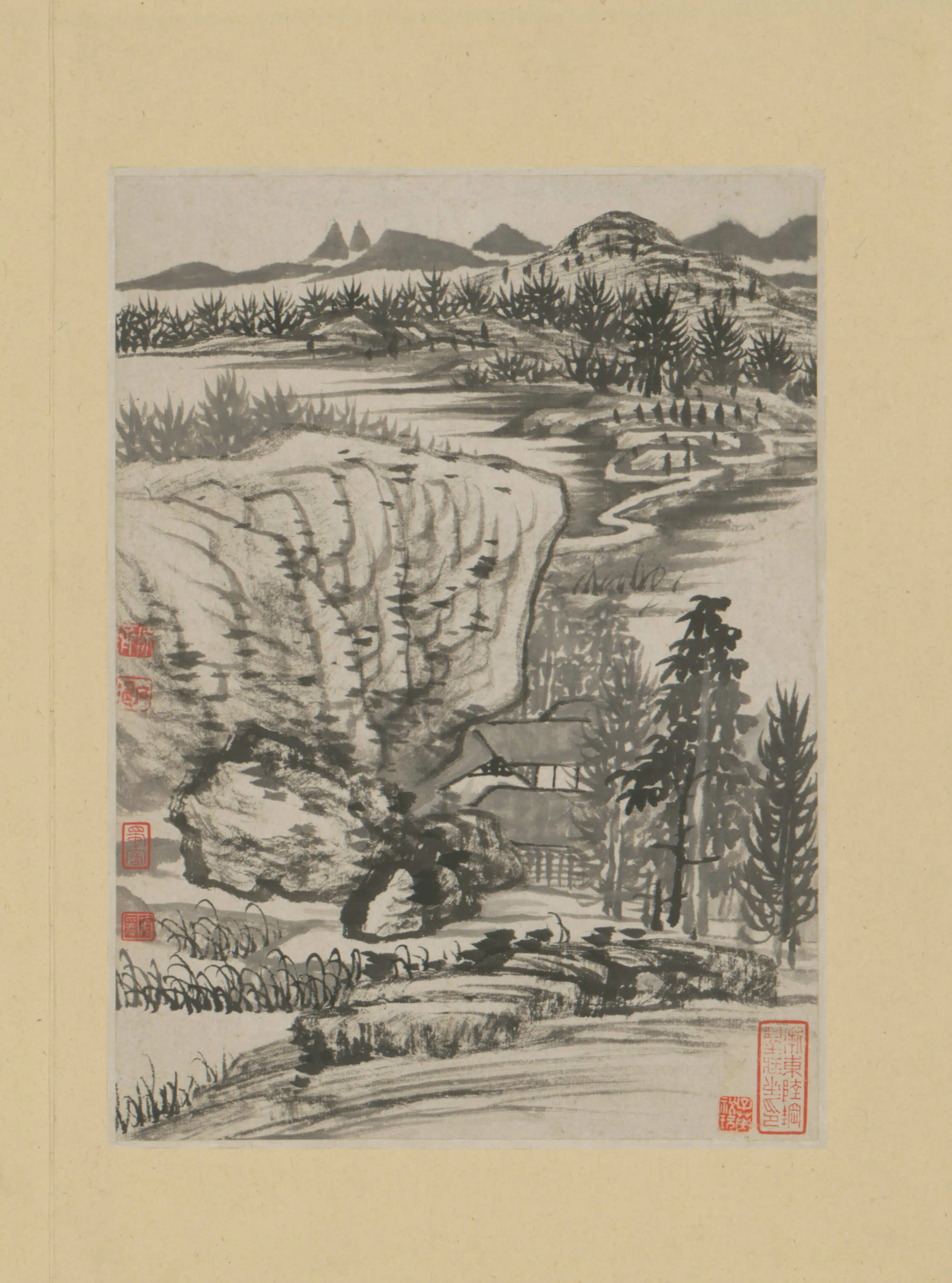 清代【原济】《金山龙游寺诗意册》