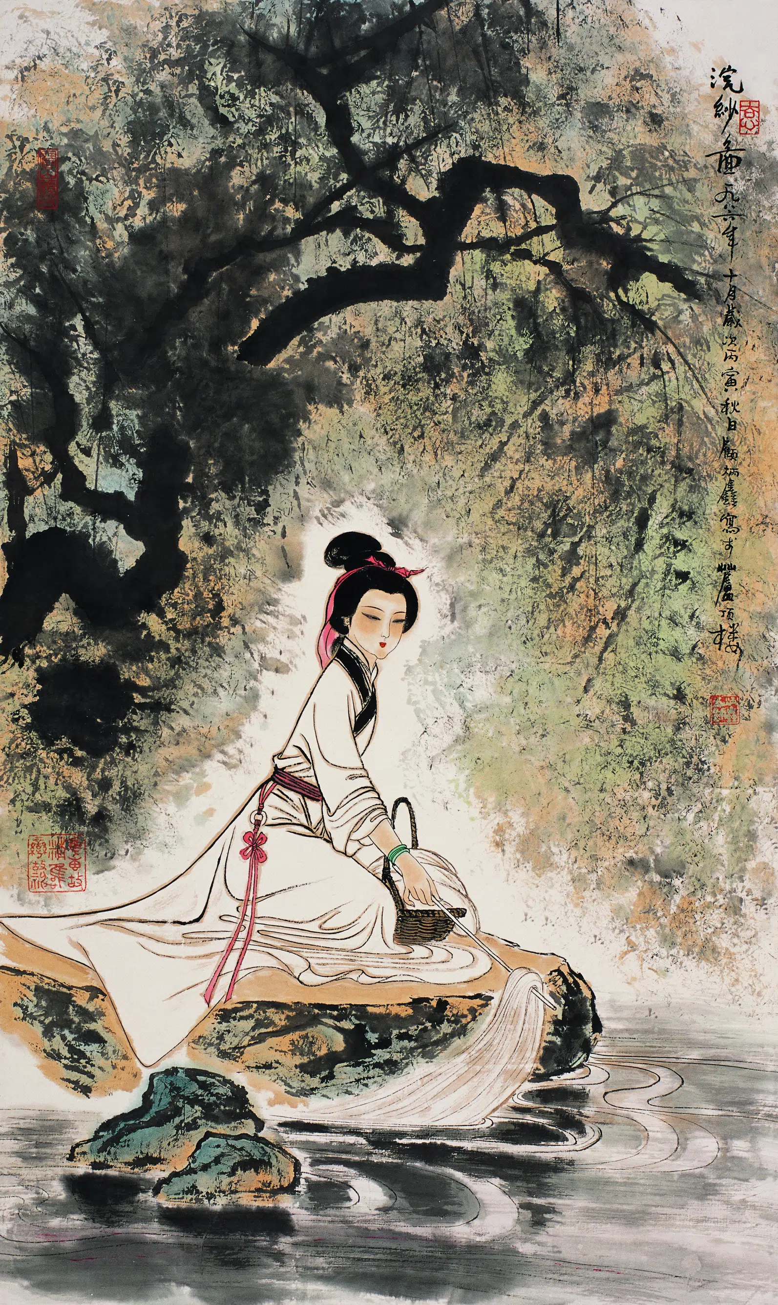 近现代【顾炳鑫】《浣纱图》