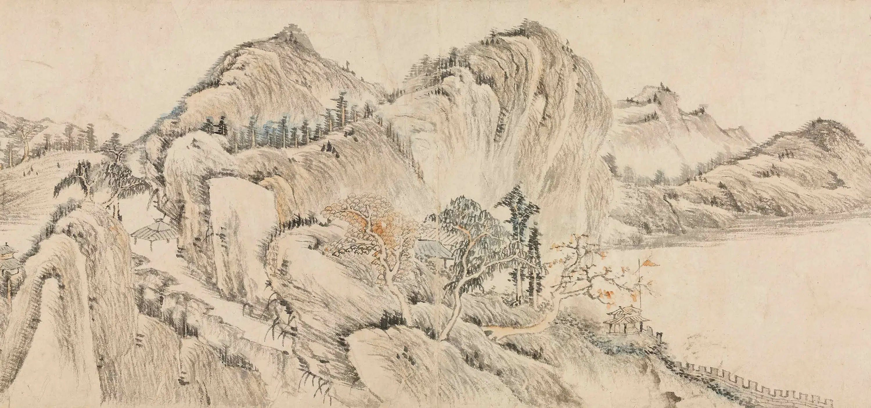 清代【张一鹄】《拟黄公望秋山夕照图卷》 第2张