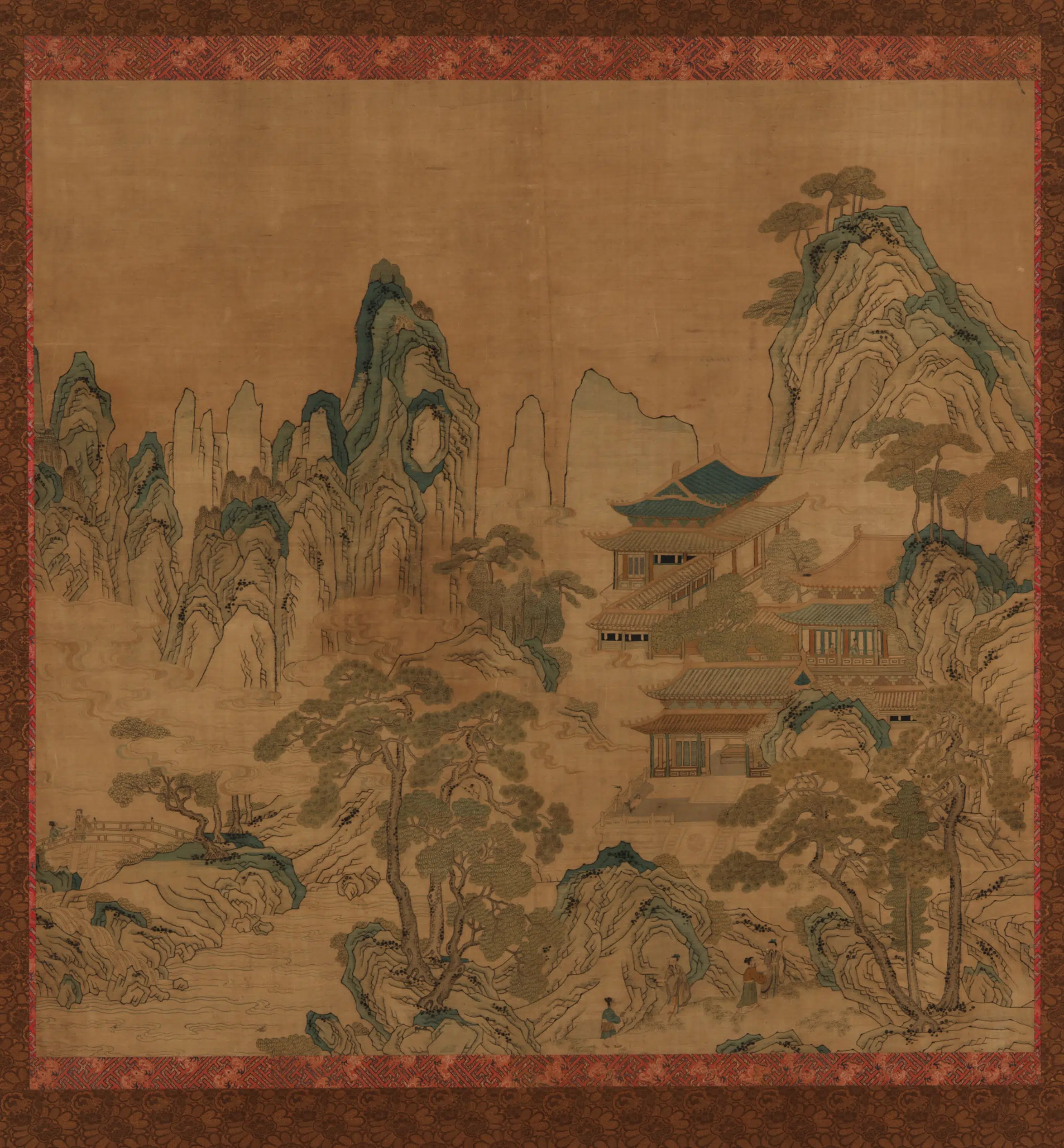 《缂丝山居殿宇图》