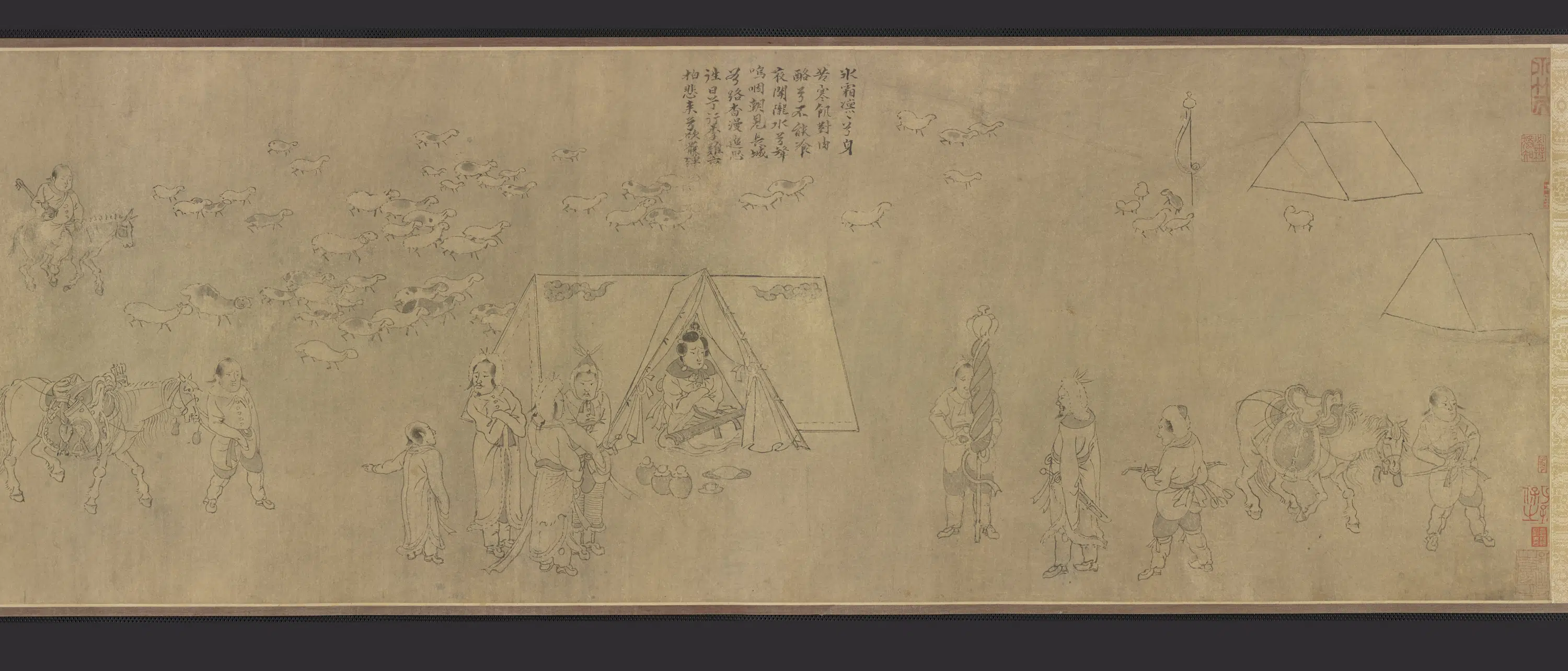 宋朝【龚开】《笳拍图卷(蔡文姬被掳图)》 第2张 宋朝【龚开】《笳拍图卷(蔡文姬被掳图)》 第2张