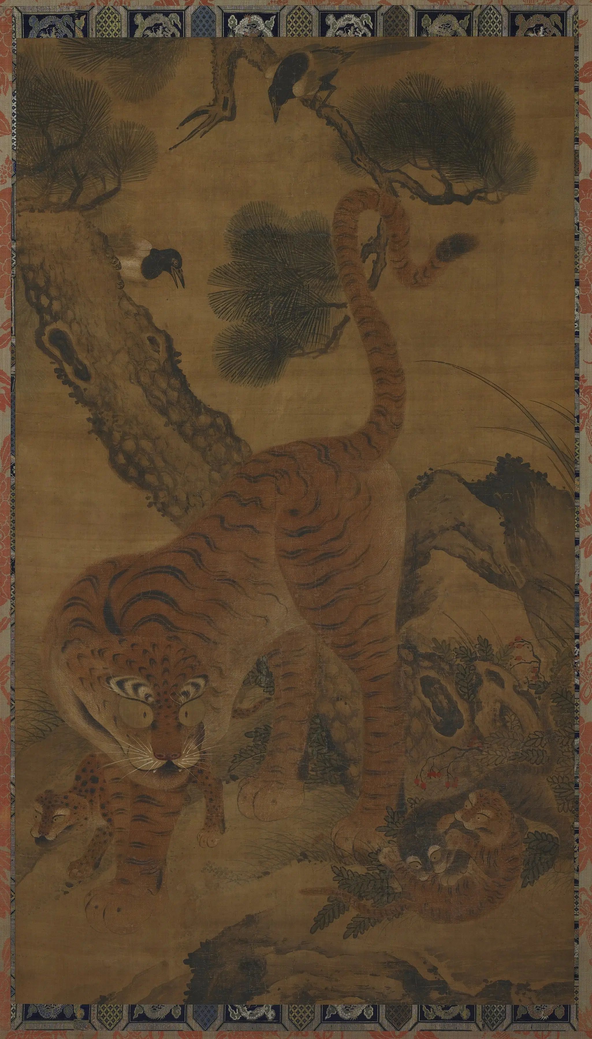 《子母虎喜鹊图》