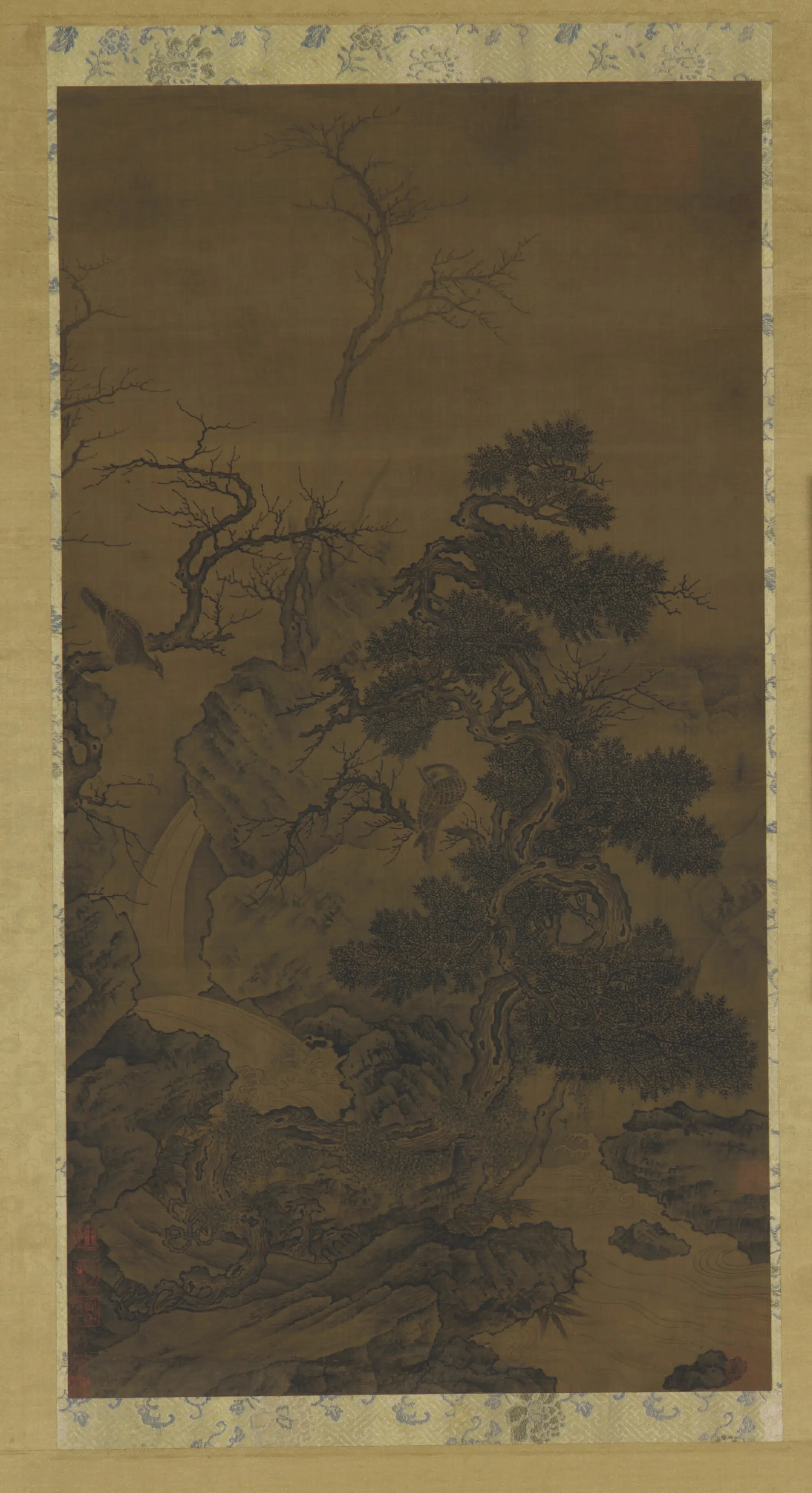 宋朝【李迪】《木石溪鹰图》