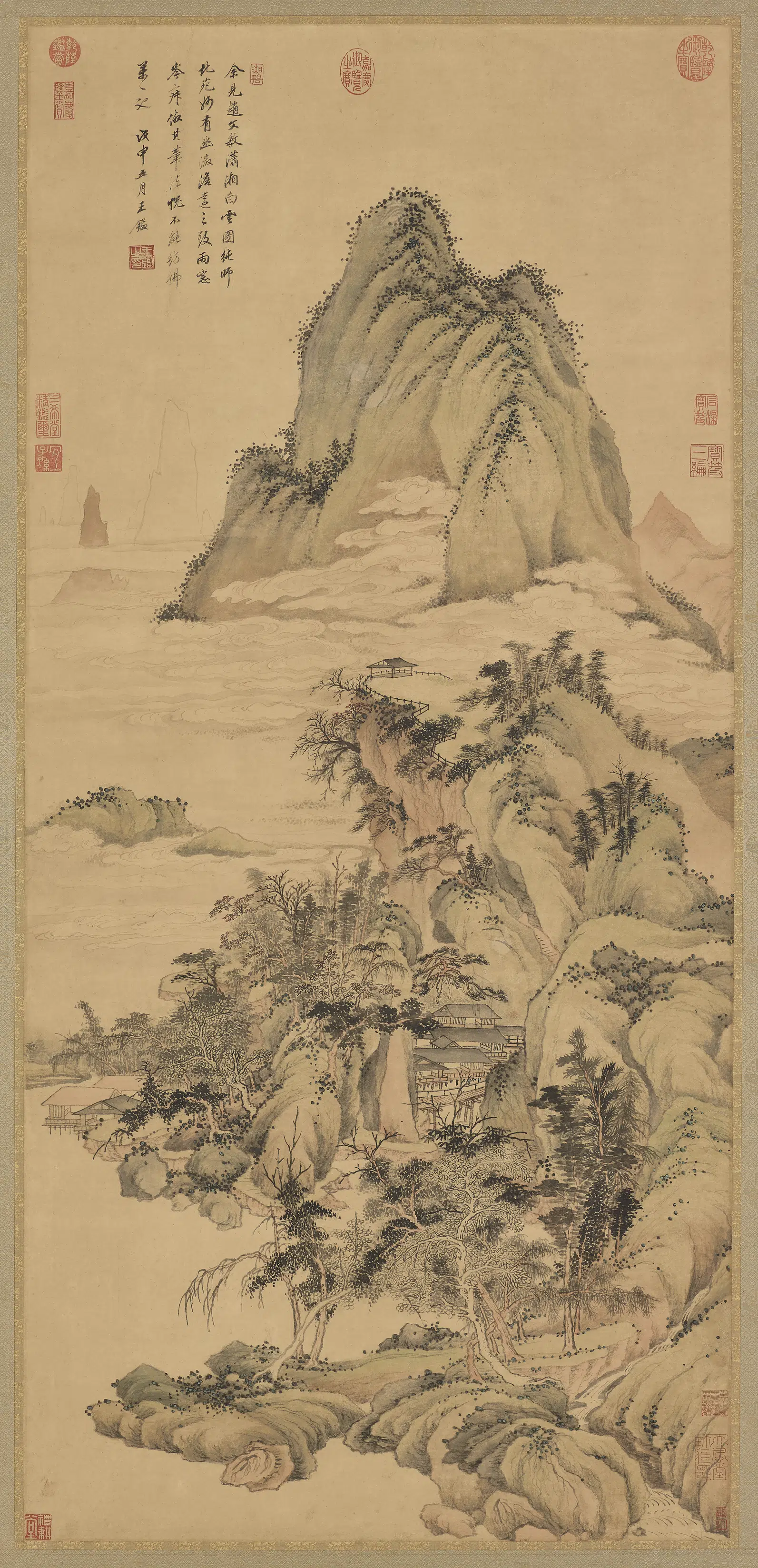清朝【王鉴】《仿赵孟頫潇湘白云》