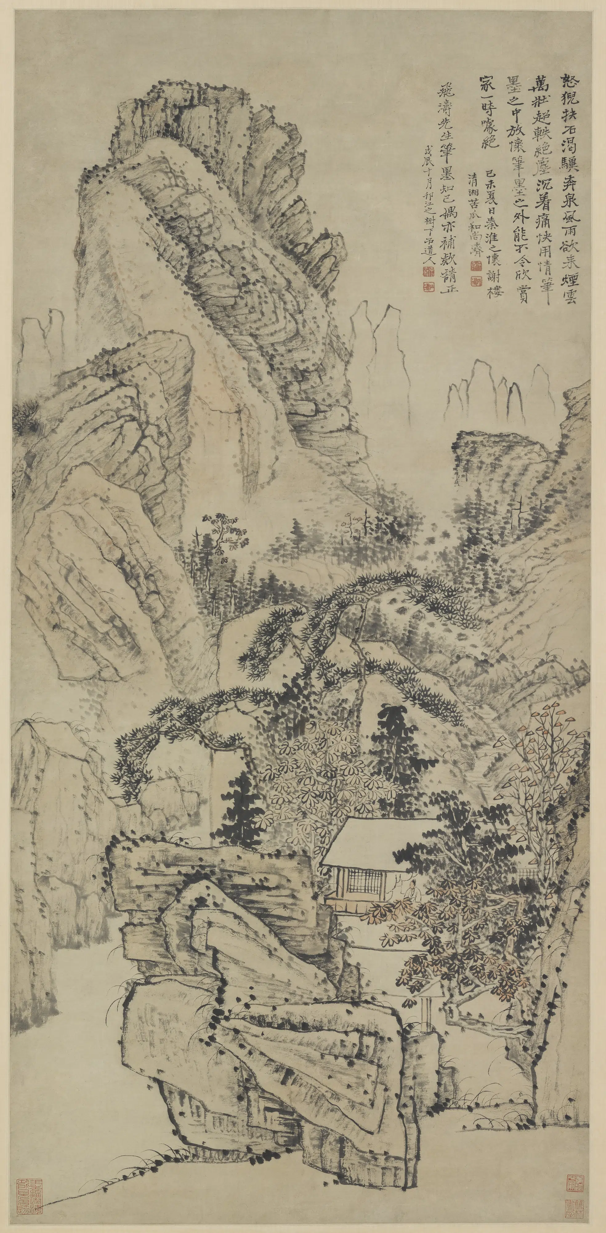 清朝【石涛】《山居茅舍图》
