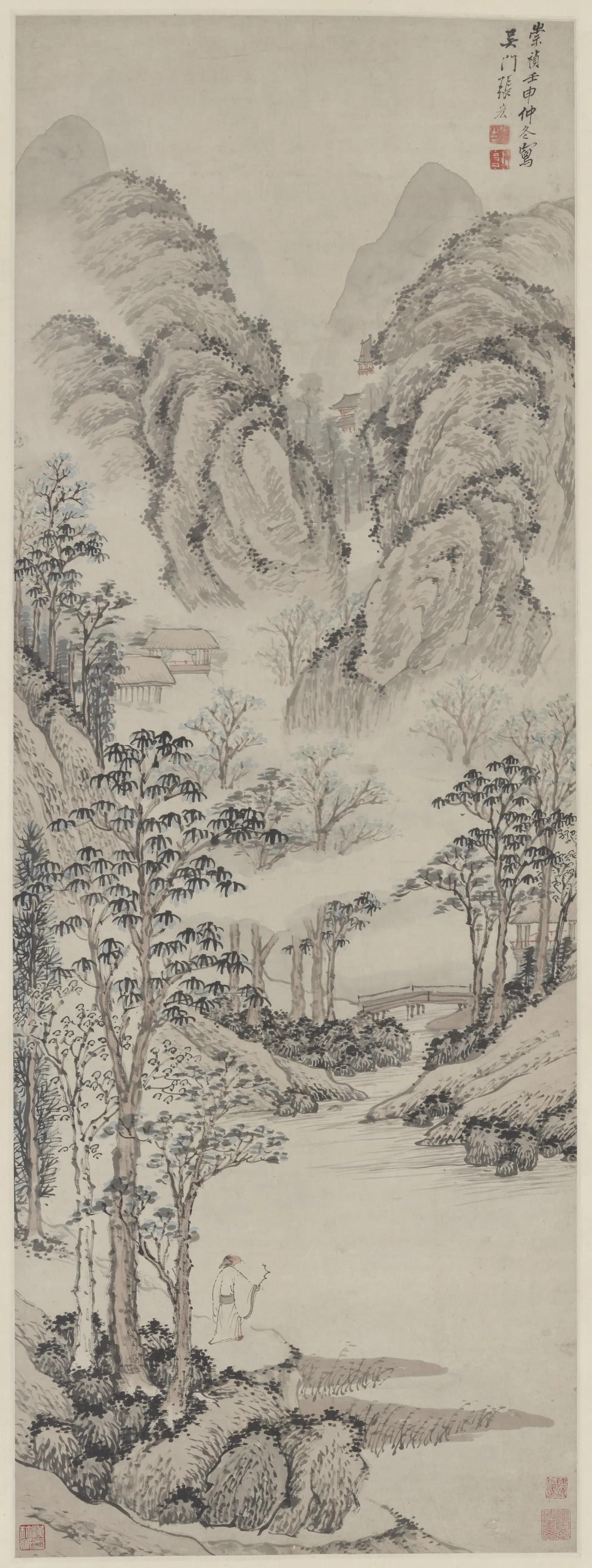 明朝【张宏】《山水图轴》