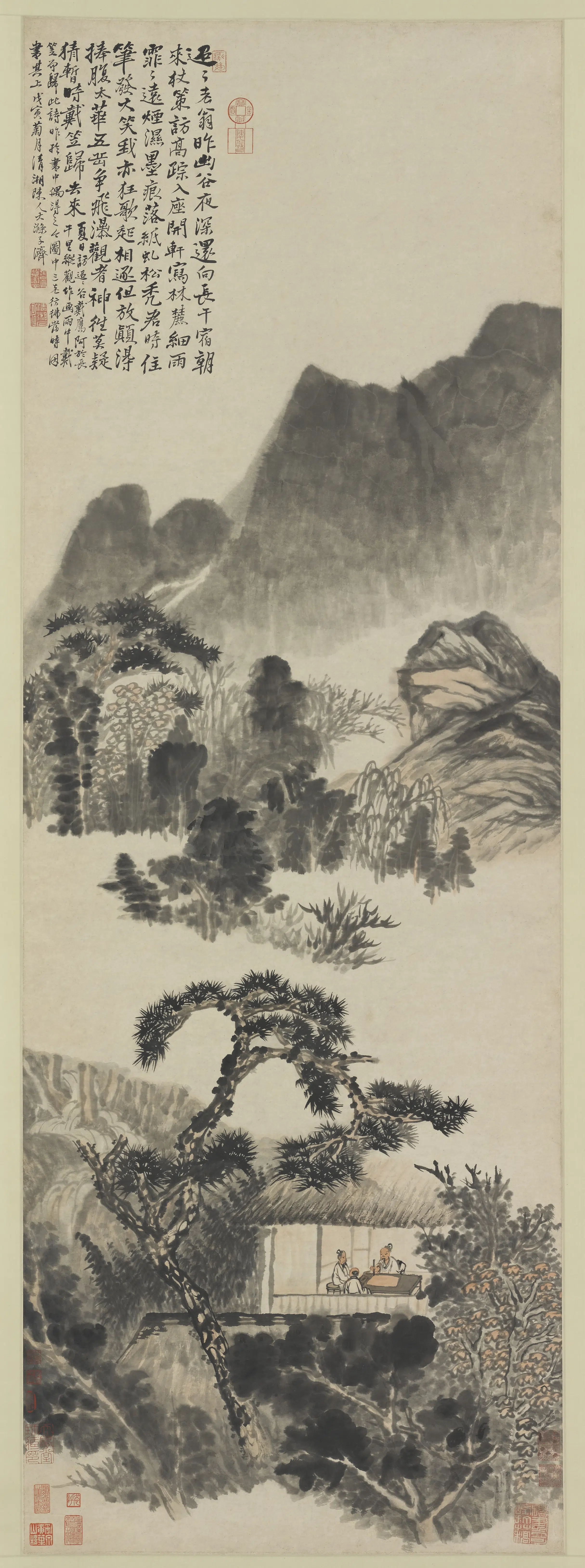 清朝【石涛】《雨中访戴本孝图》
