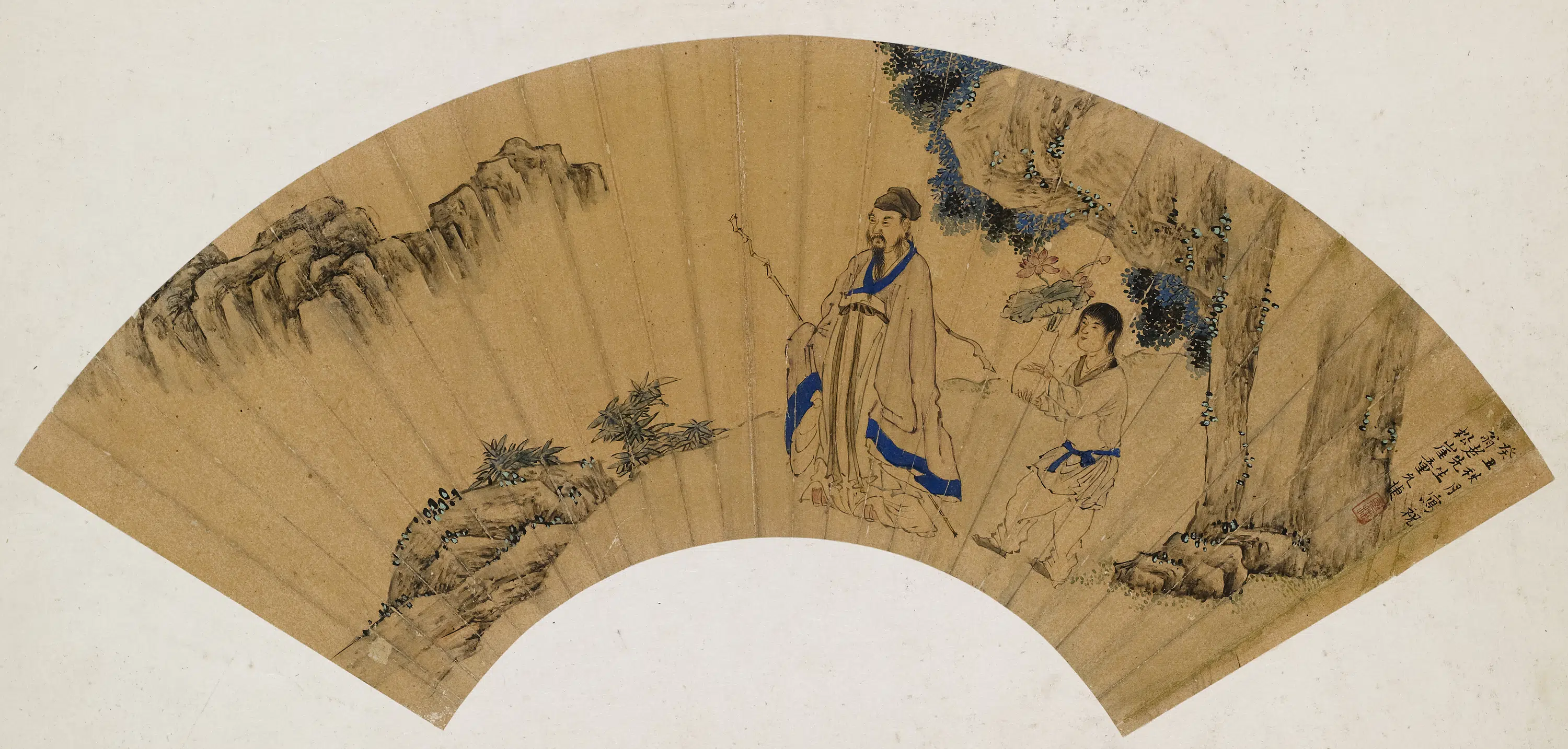 清代【童允捷】《人物扇面》