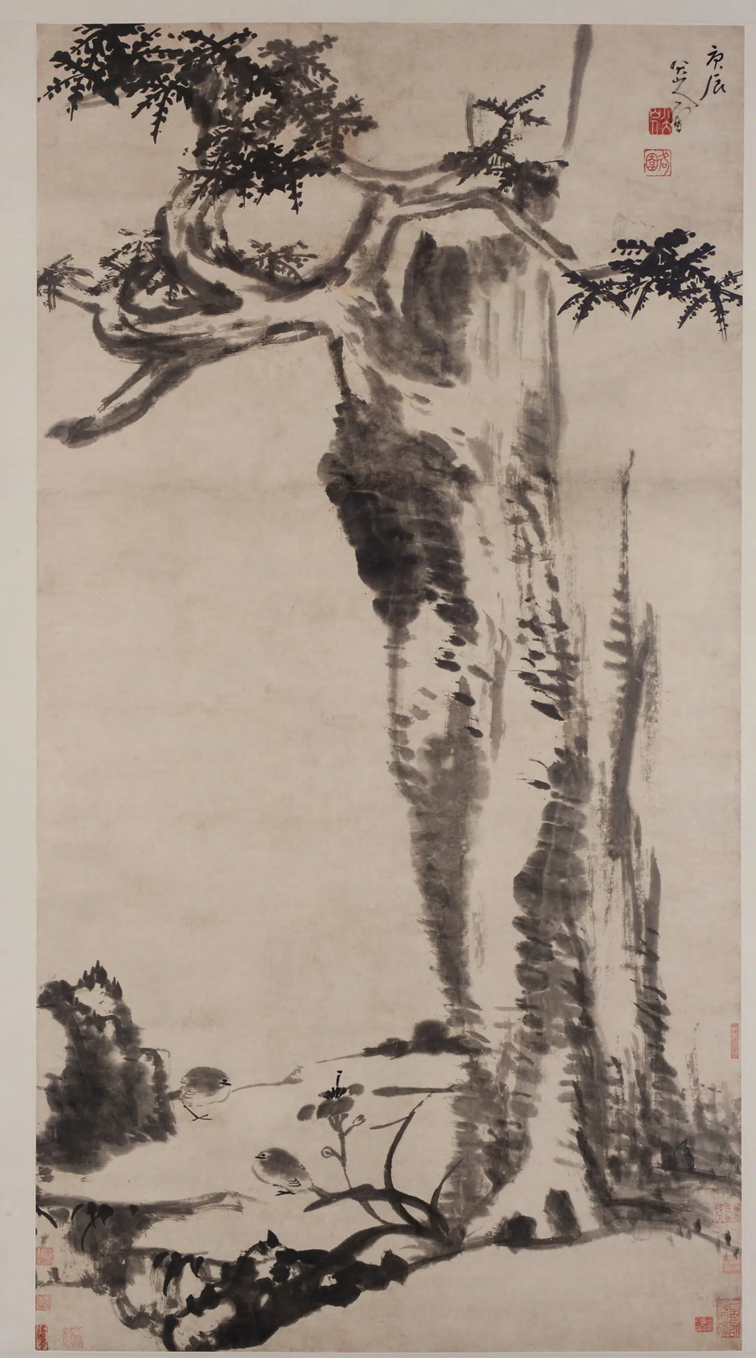 清朝【朱耷】《椿萱鹡鸰图轴》