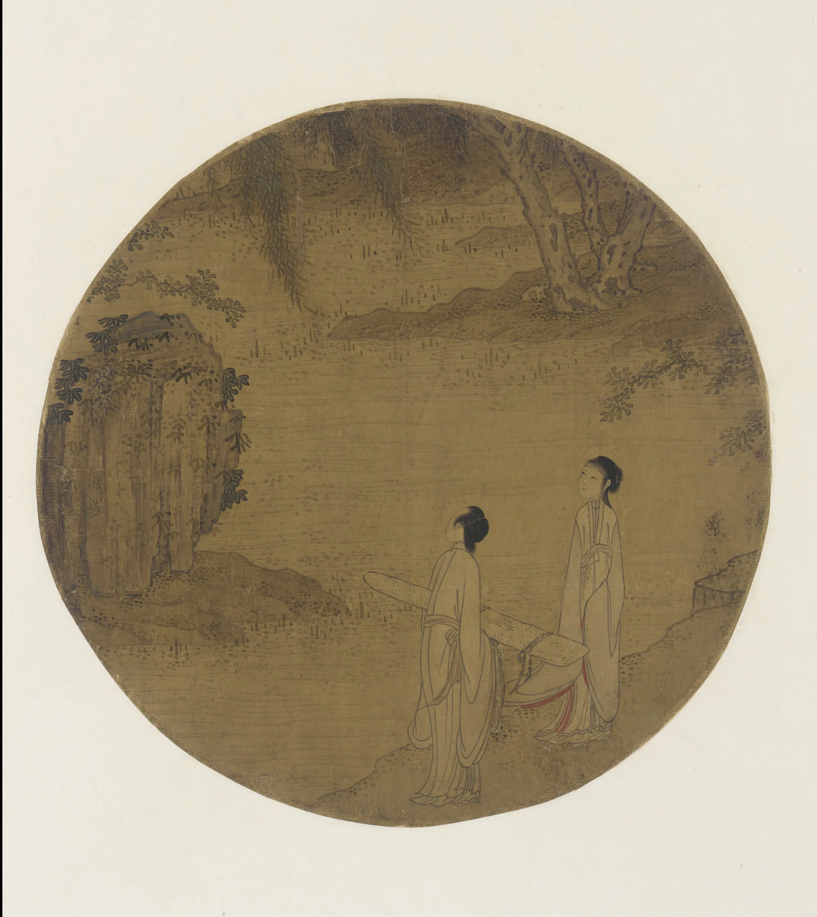 唐朝【周昉】《双仕女携琴图》