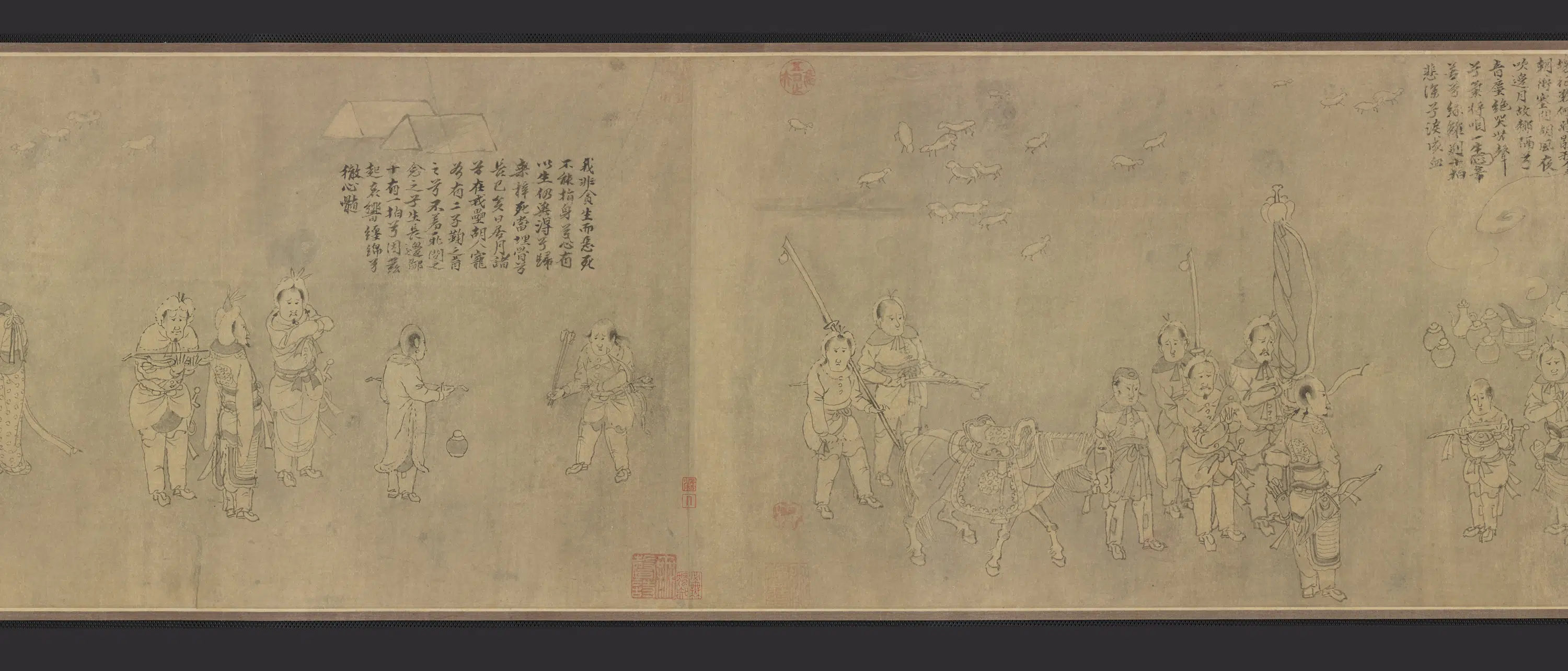宋朝【龚开】《笳拍图卷(蔡文姬被掳图)》 第7张 宋朝【龚开】《笳拍图卷(蔡文姬被掳图)》 第7张