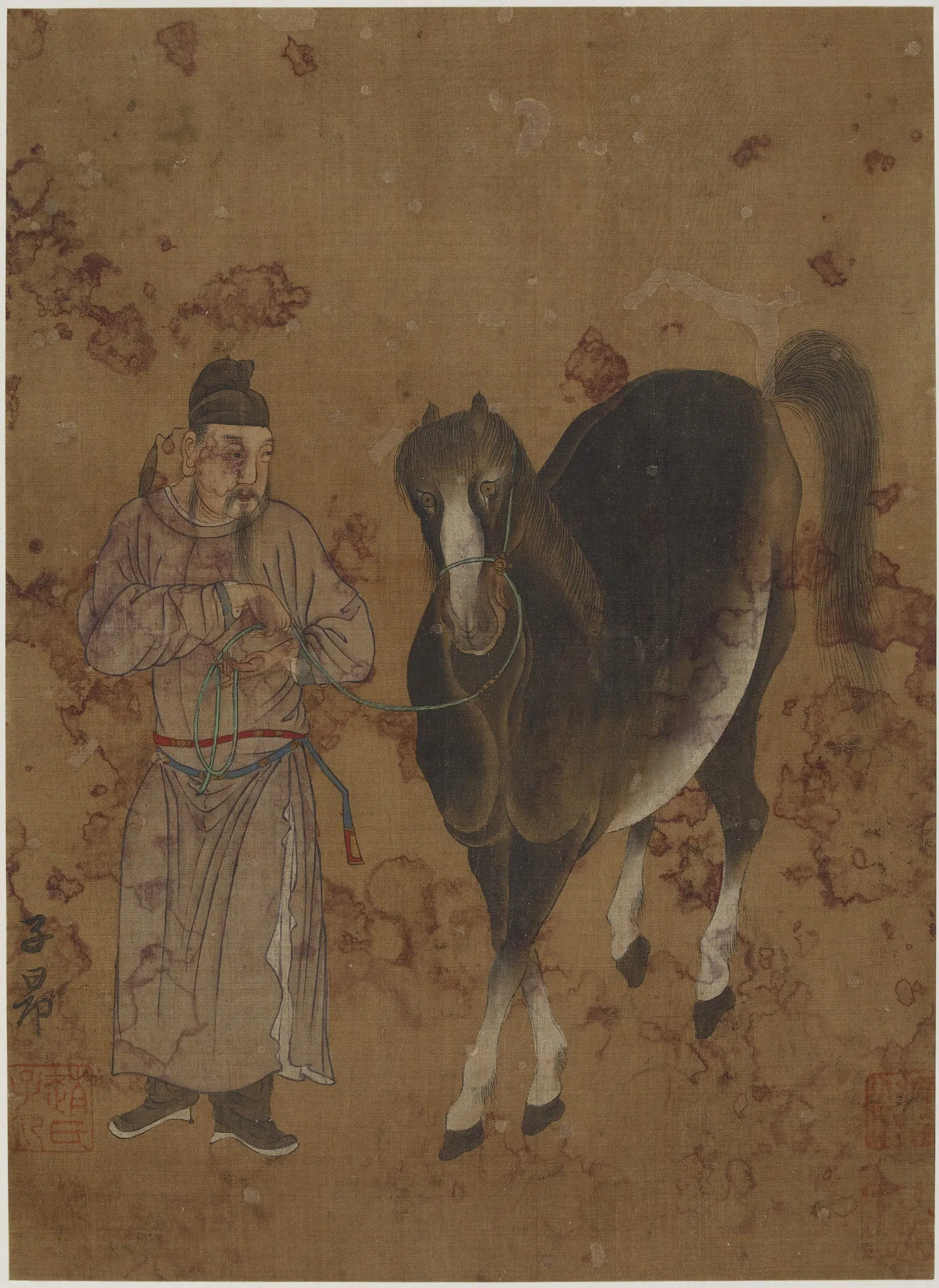 元朝【赵孟俯】《牵马图》