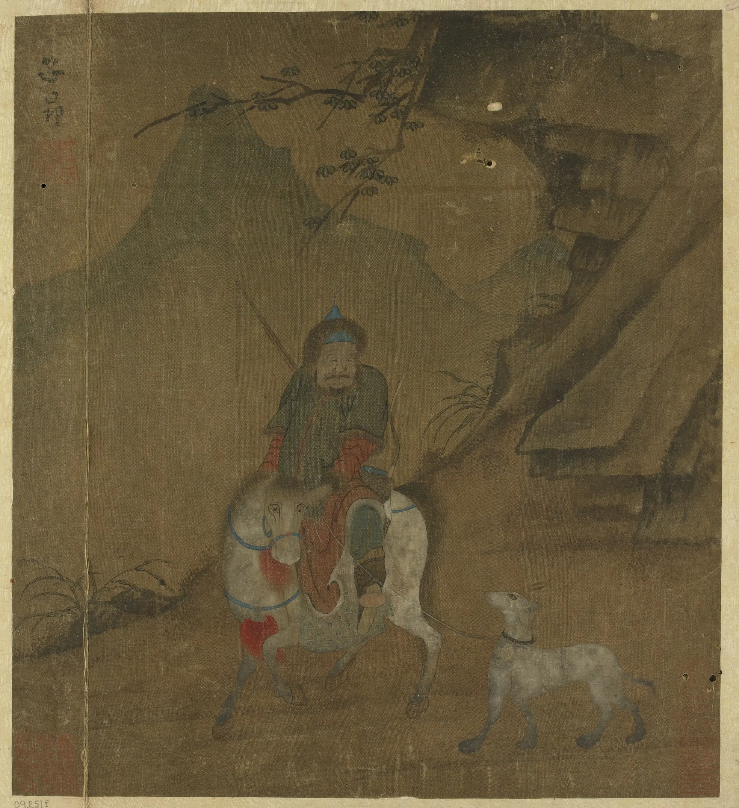 元朝【赵孟俯】《猎骑引犬图》