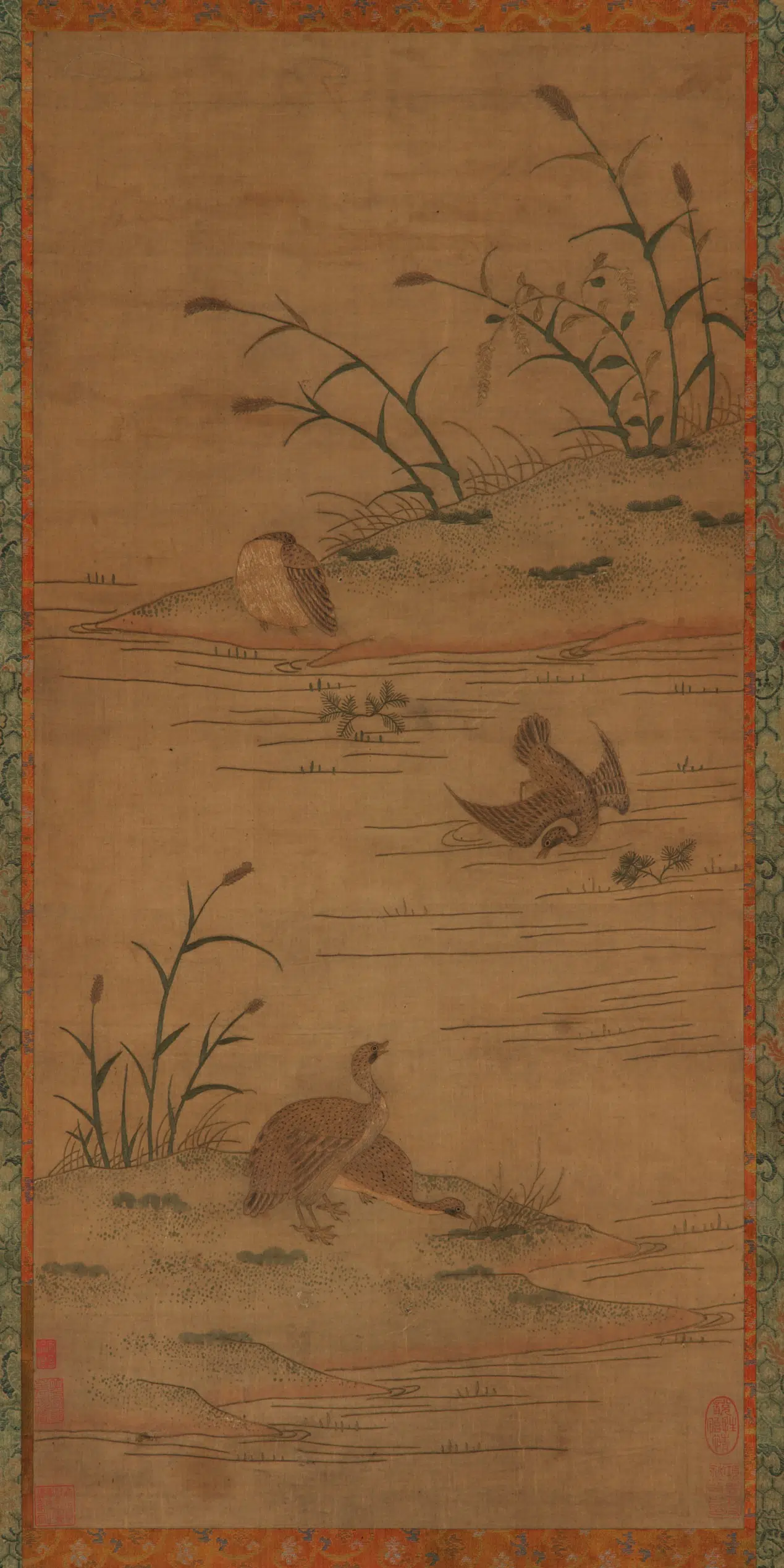 《刺绣汀洲雁草图》