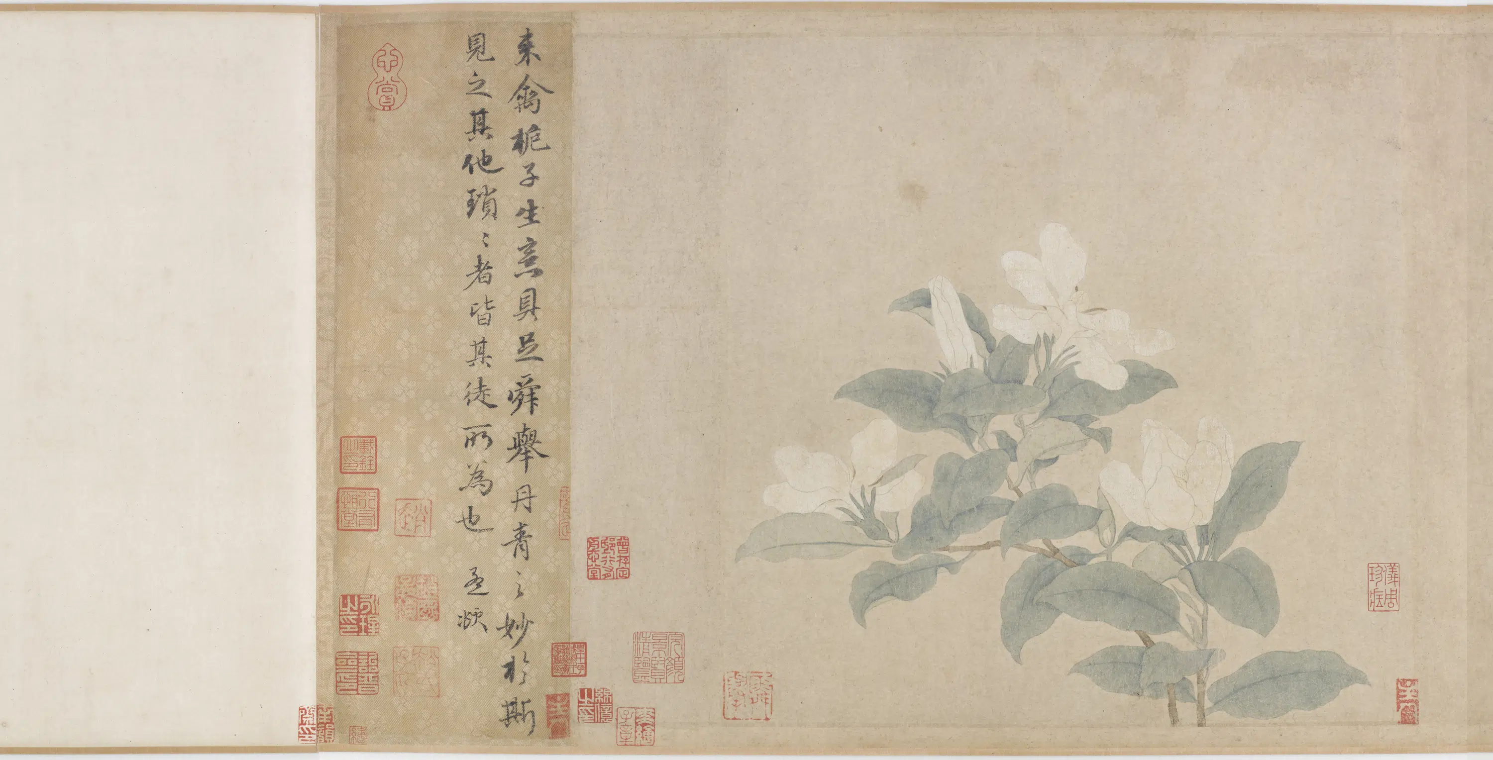 元朝【钱选】《来禽栀子图卷（赵雪松题语）》 第2张