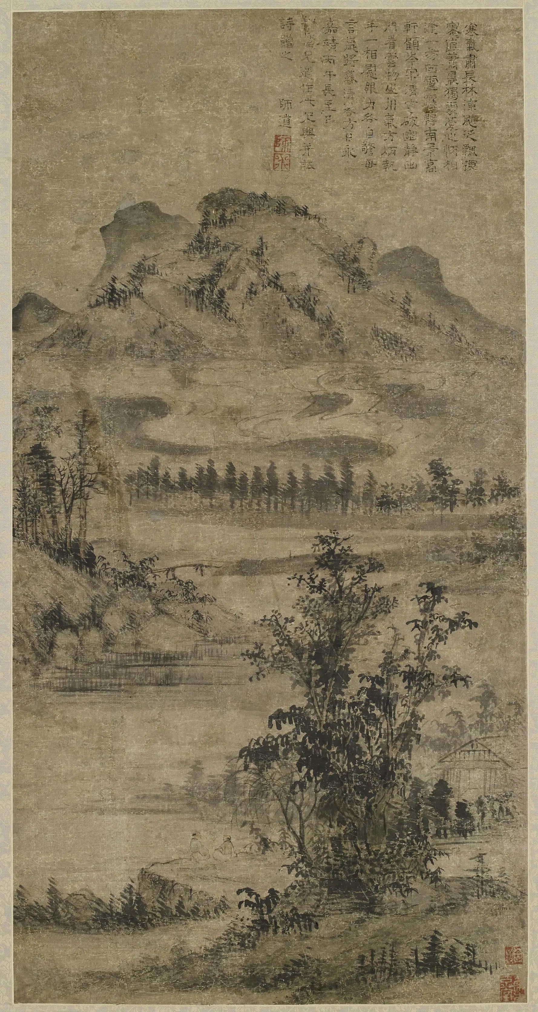明朝【陆师道】《寒气长林图》