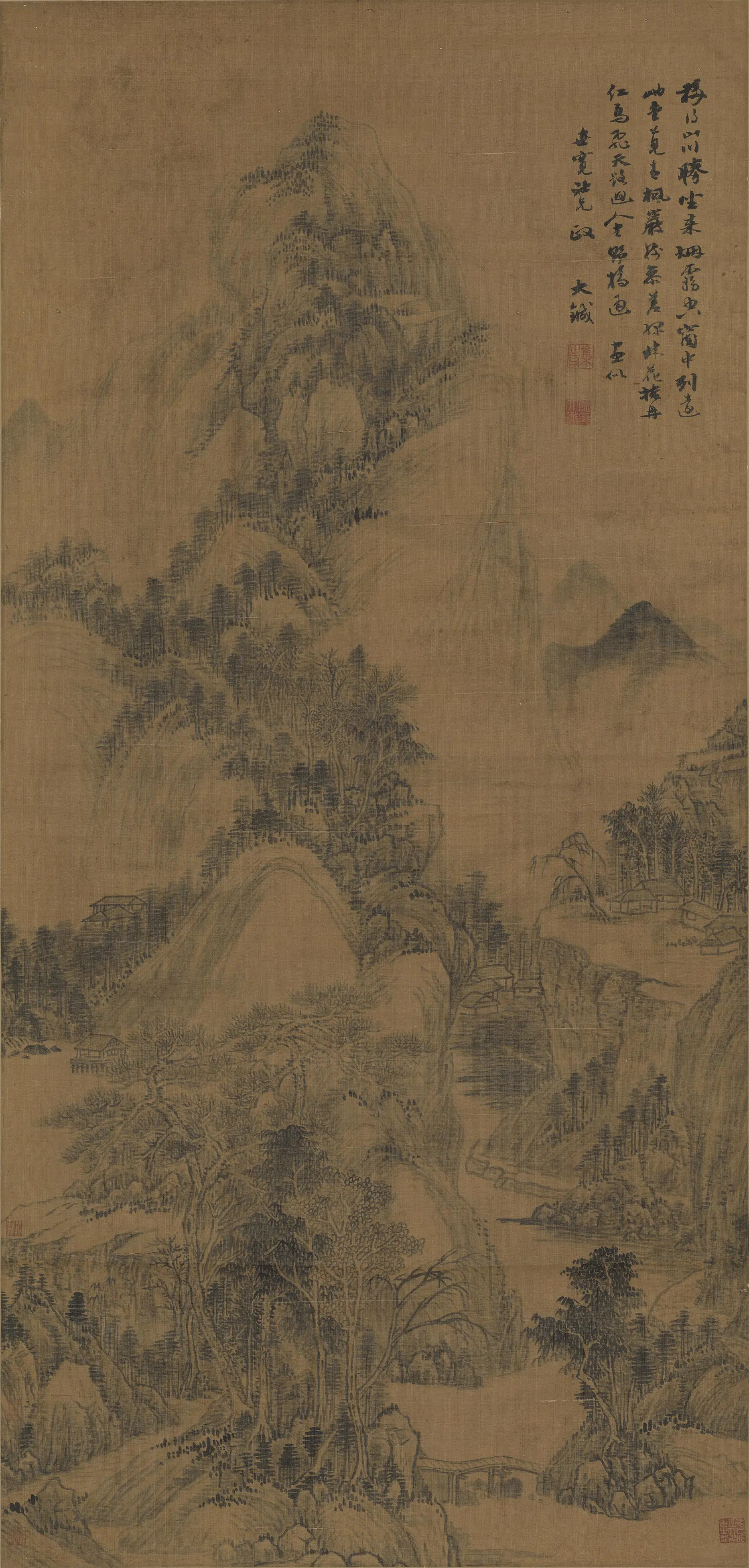 明朝【阮大铖】《山川胜景轴》 第1张 明朝【阮大铖】《山川胜景轴》 第1张