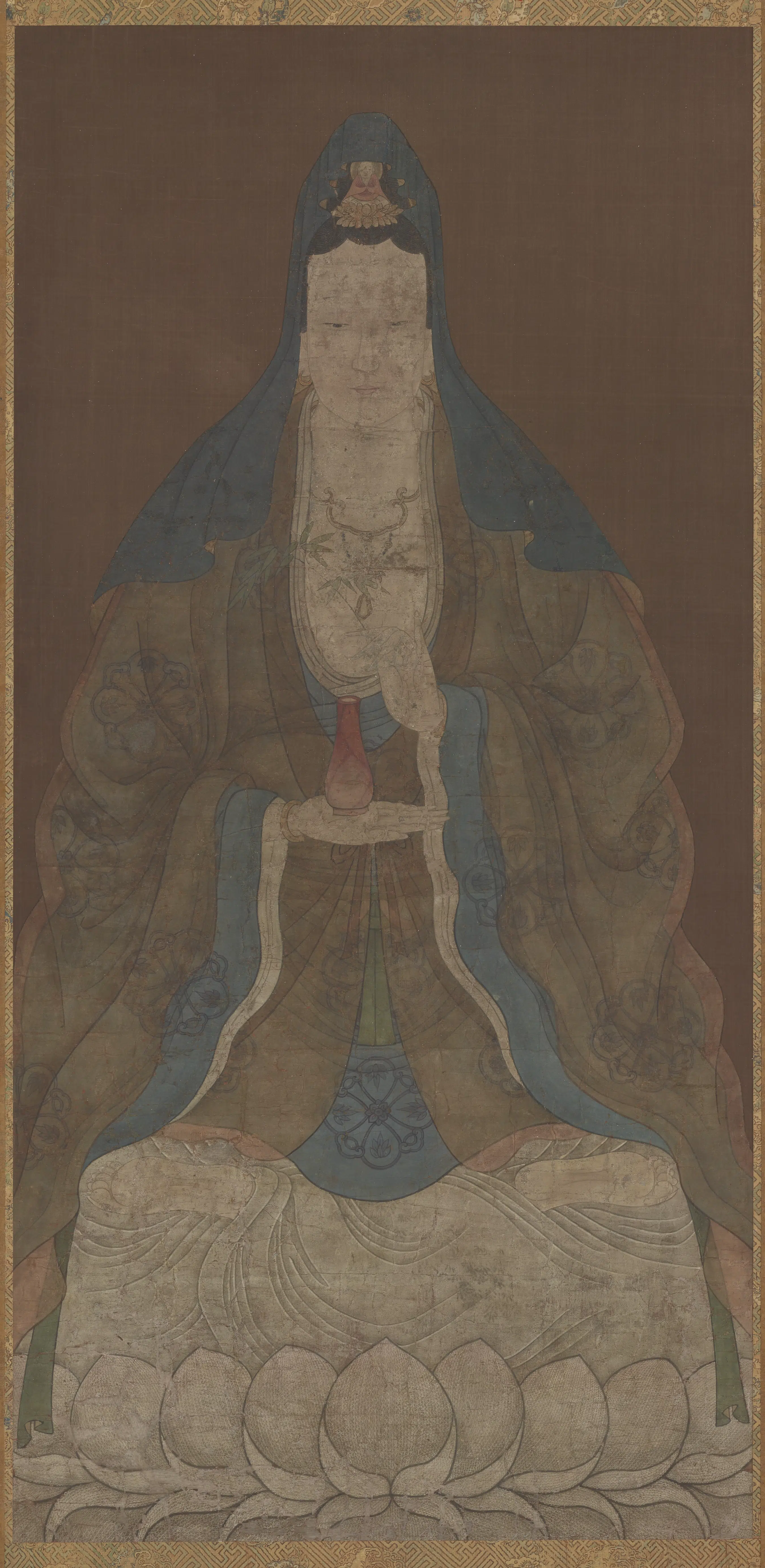 唐朝【阎立本】《杨柳净瓶观音像》