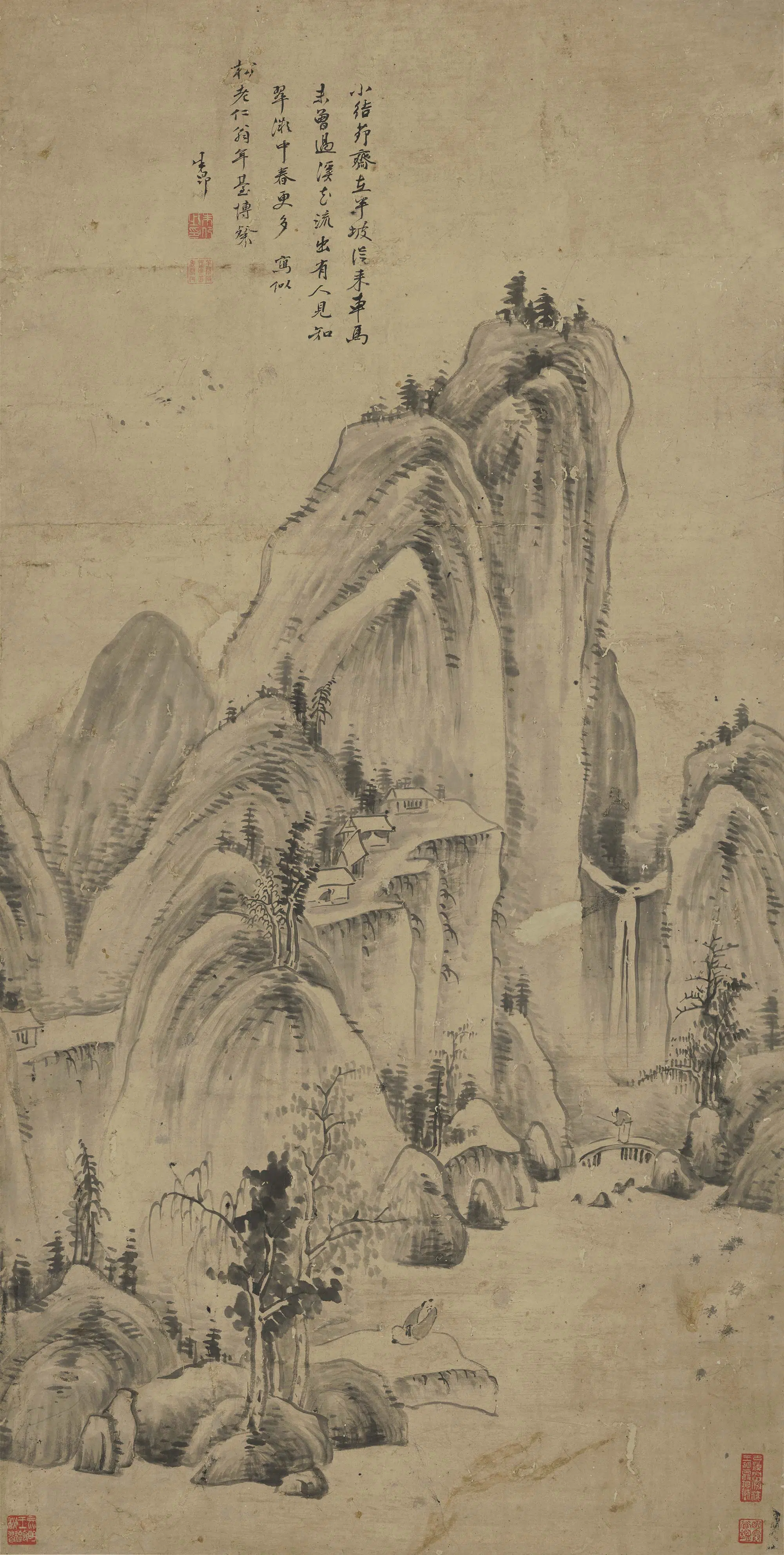 明朝【释把茅(朱昂)】《深山茆斋图》