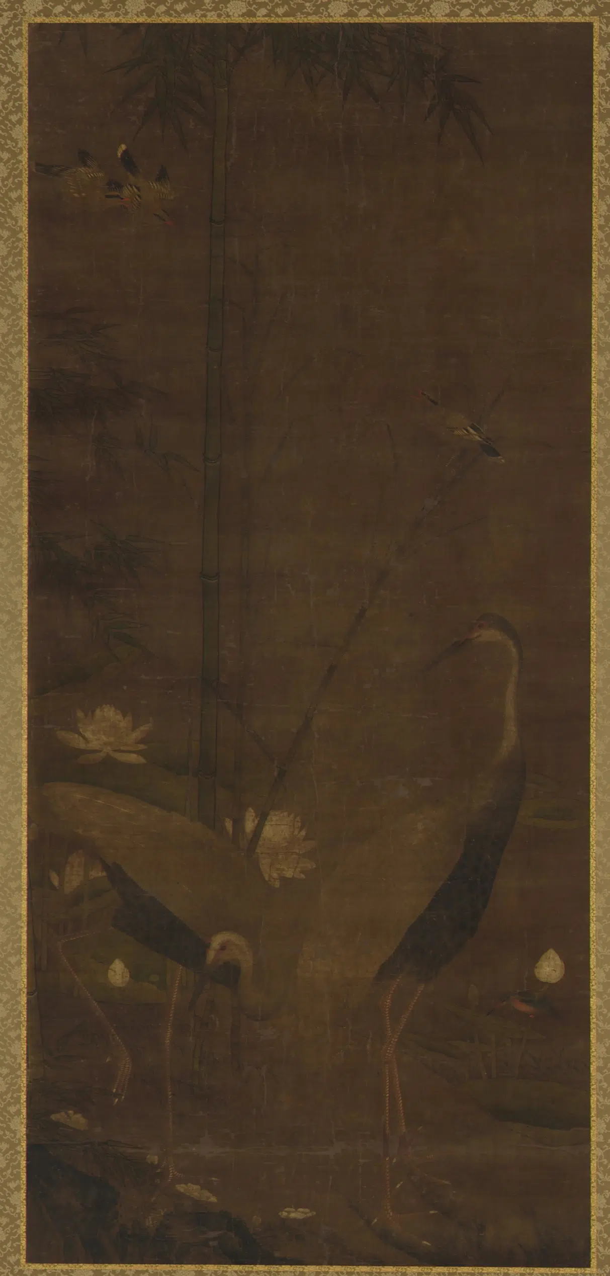 《鹭荷竹石图》