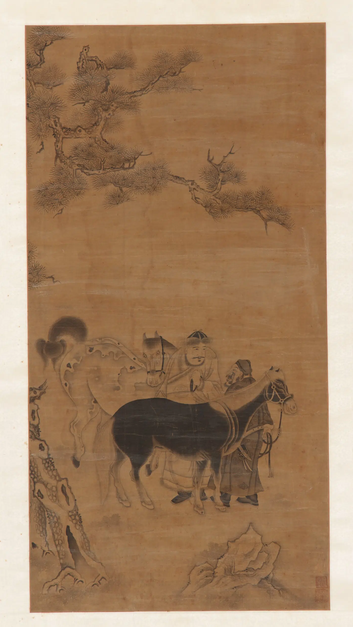 《松下双人双马图》