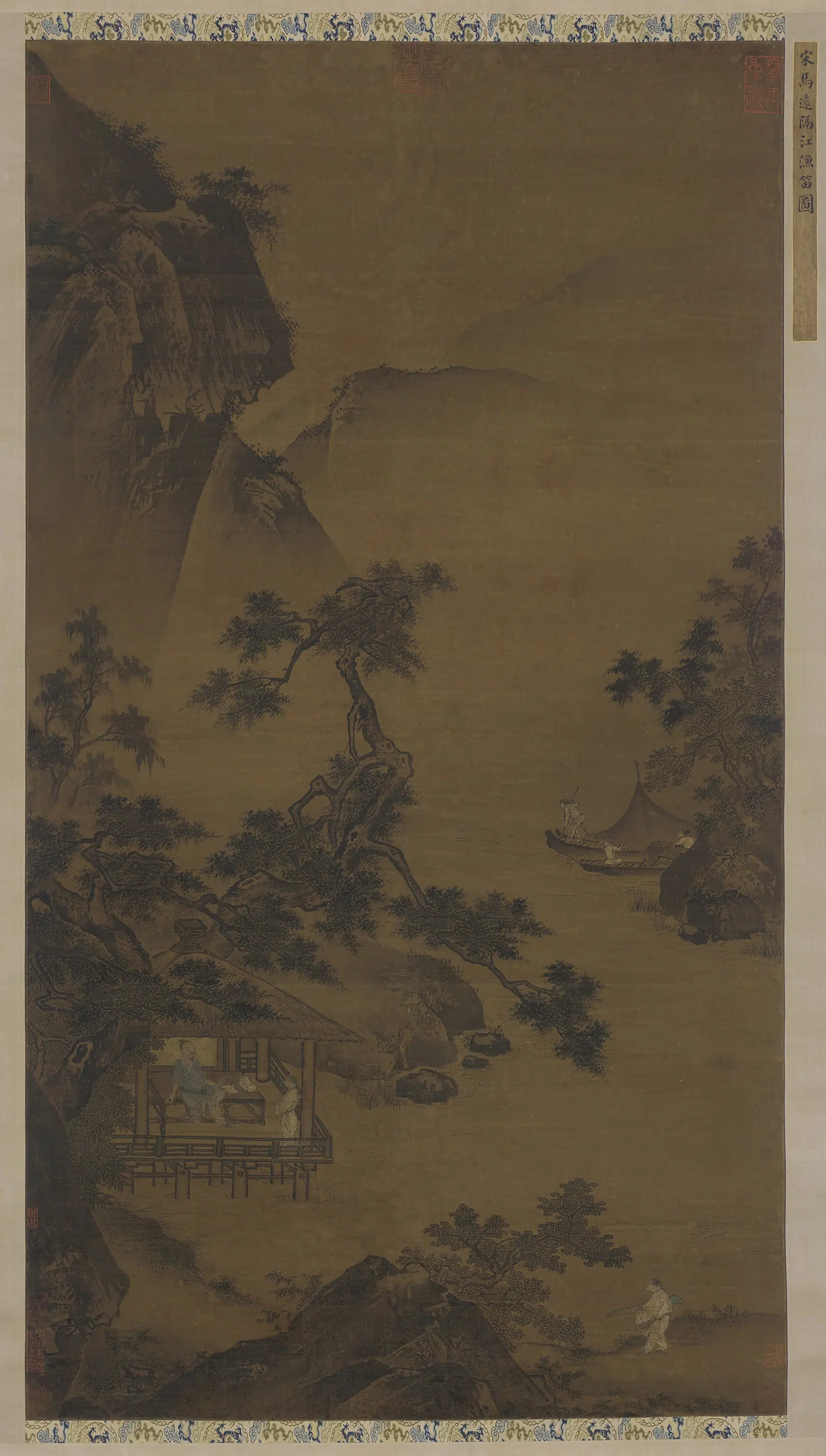 宋朝【马远】《隔江渔笛图》