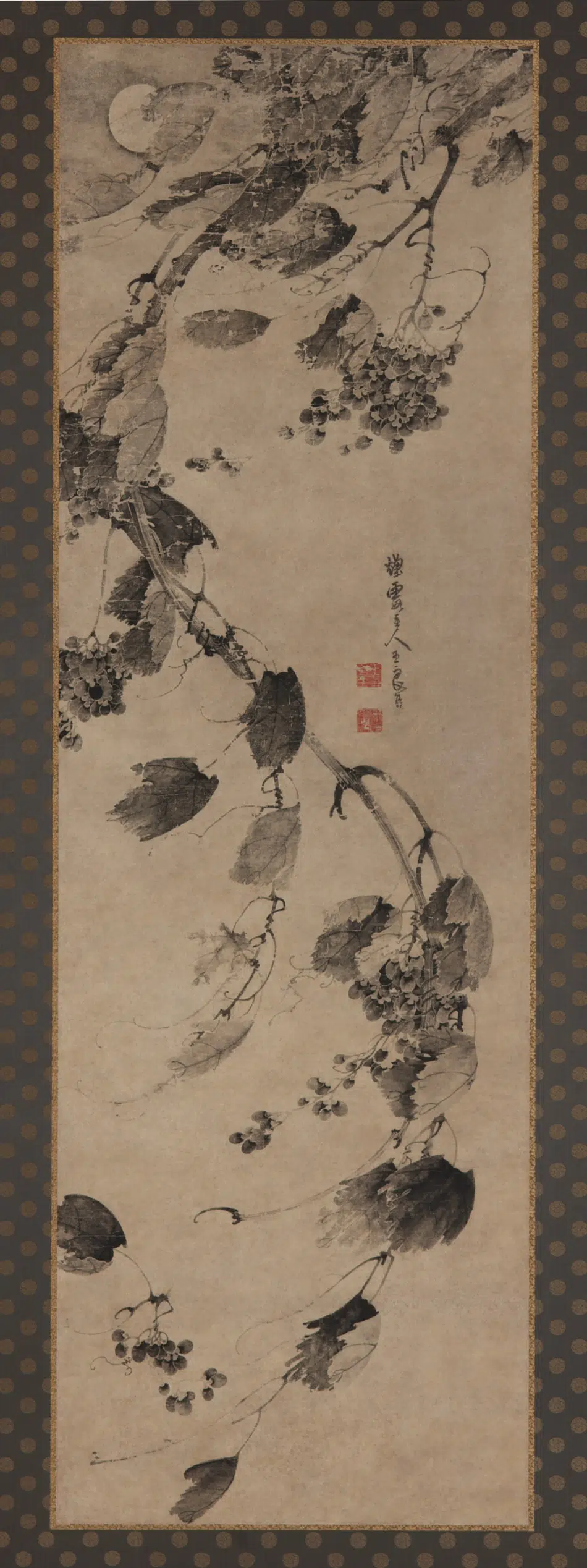明朝【王良臣】《风月下葡萄图》